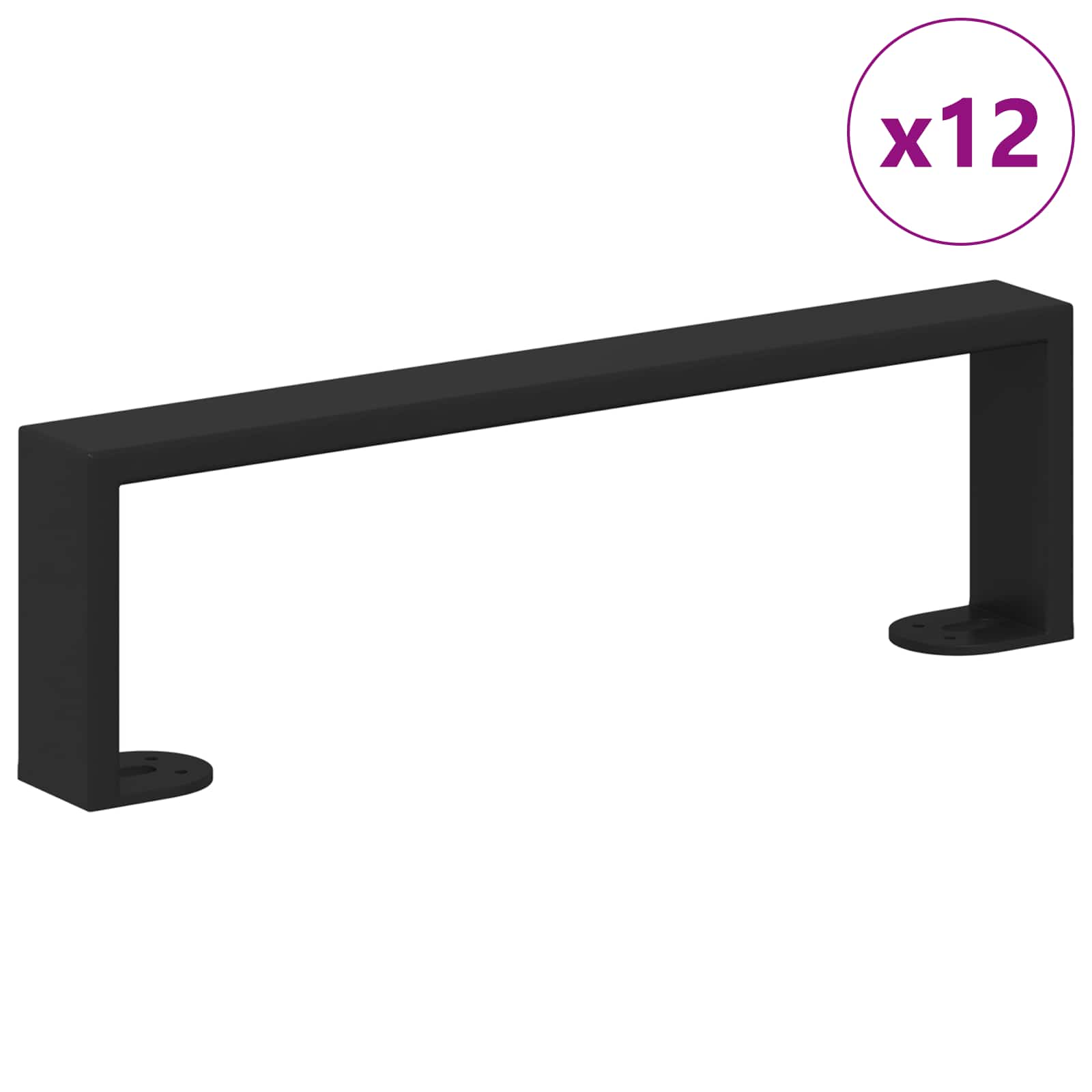 vidaXL Nóżki meblowe 12 pcs Czarny 341 x 40,5 x 100 mm Żelazo