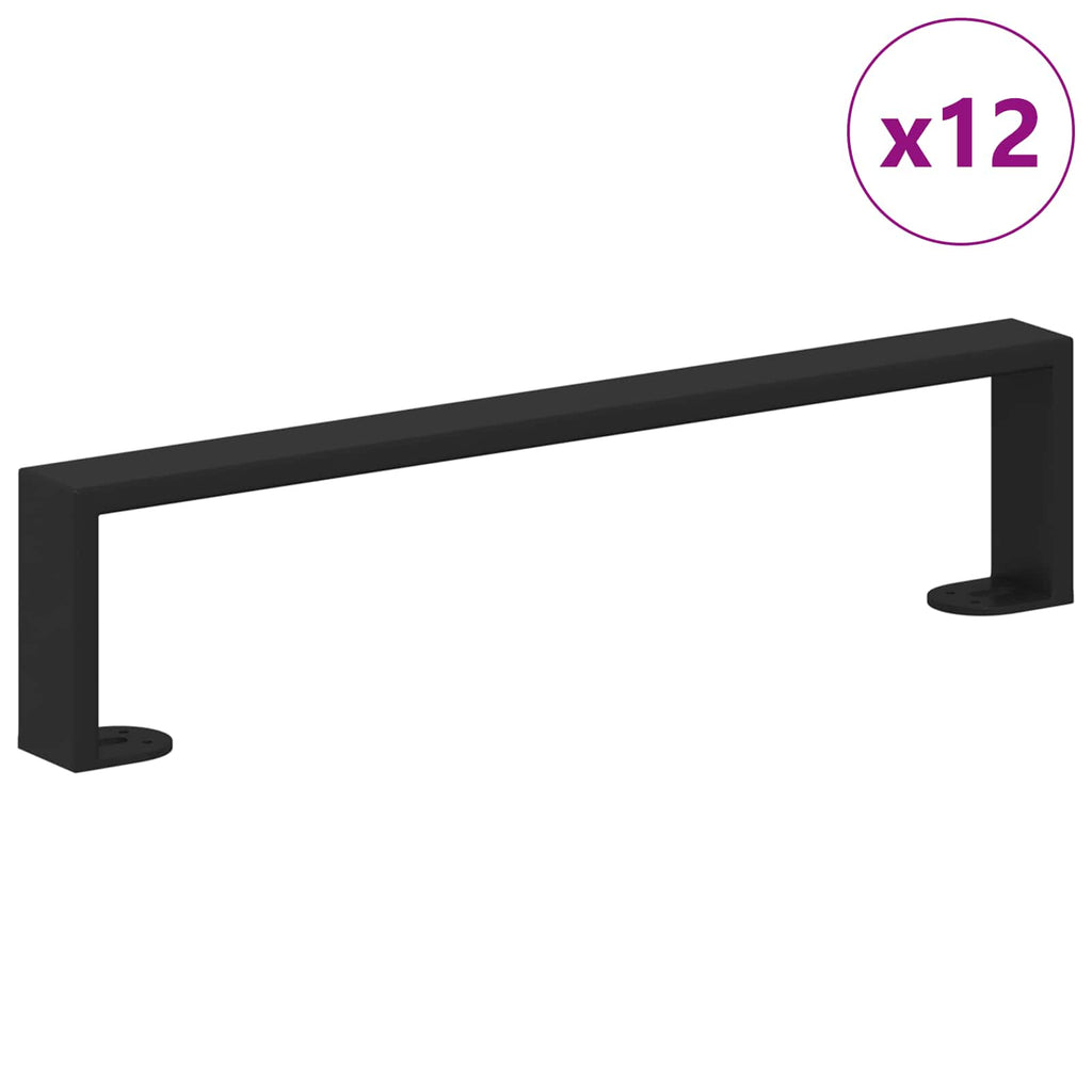 vidaXL Nóżki meblowe 12 pcs Czarny 436 x 40,5 x 100 mm Żelazo