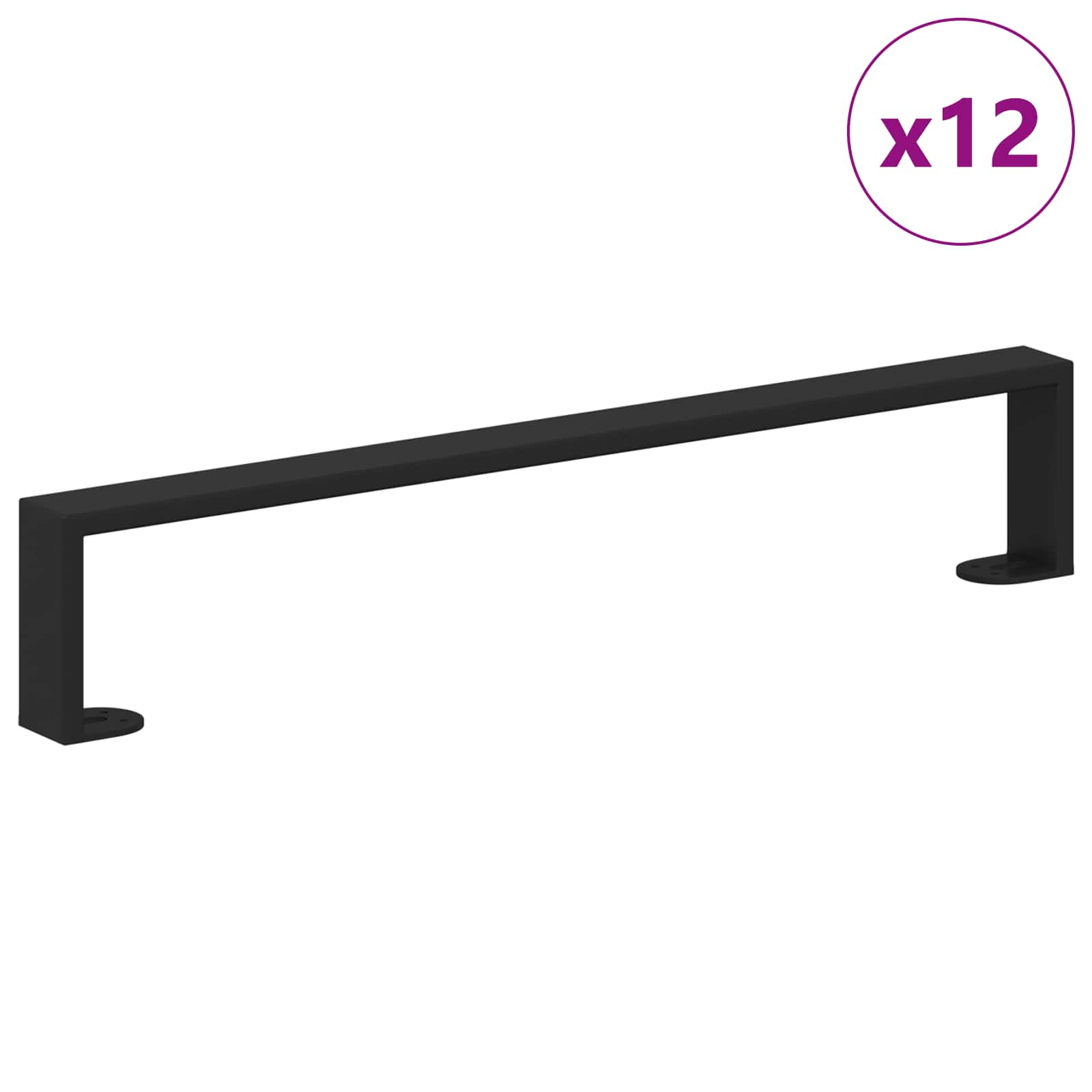 vidaXL Nóżki meblowe 12 pcs Czarny 546 x 40,5 x 100 mm Żelazo