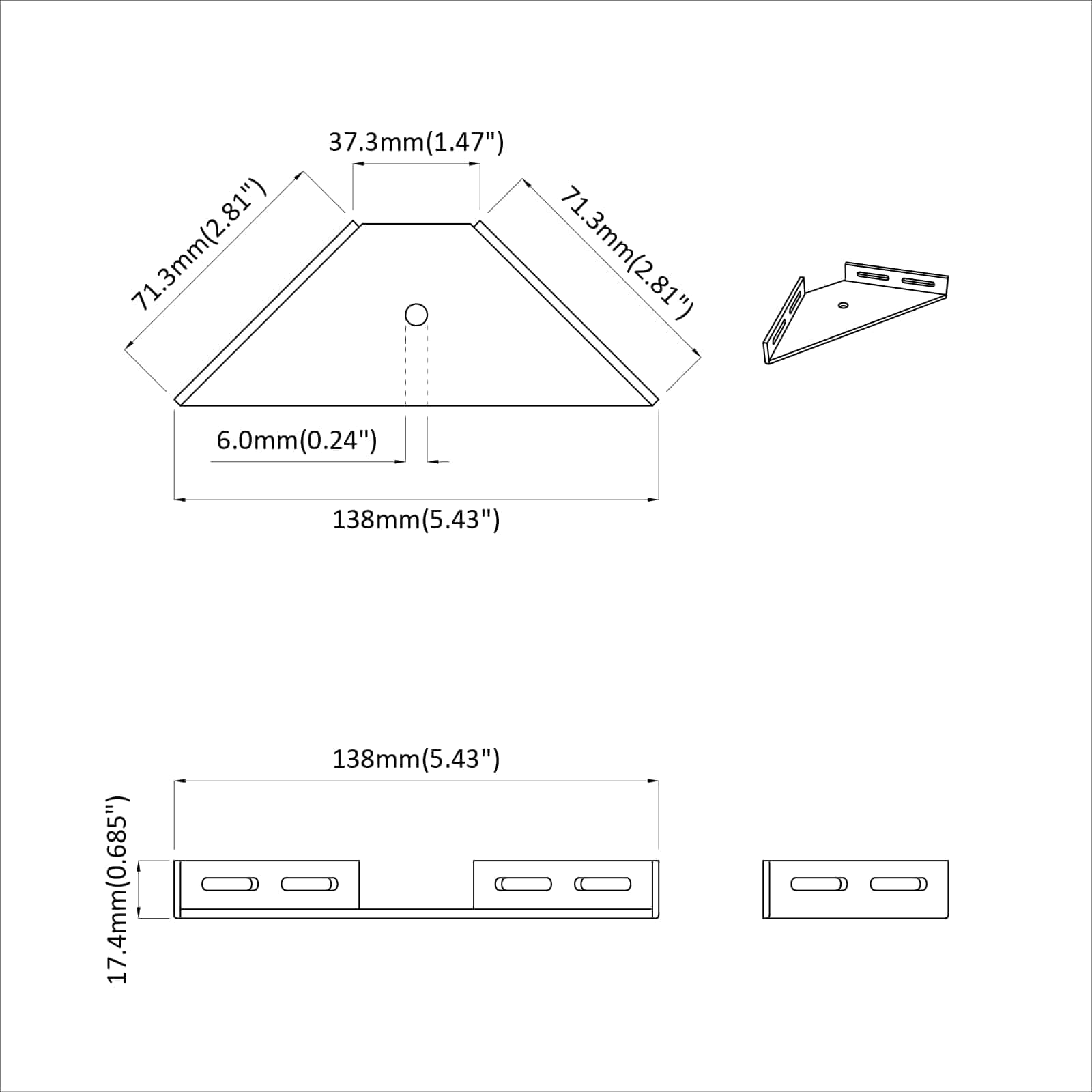 vidaXL Uchwyt narożny 2 pcs Czarny 138,5 x 50,5 x 16 mm Żelazo