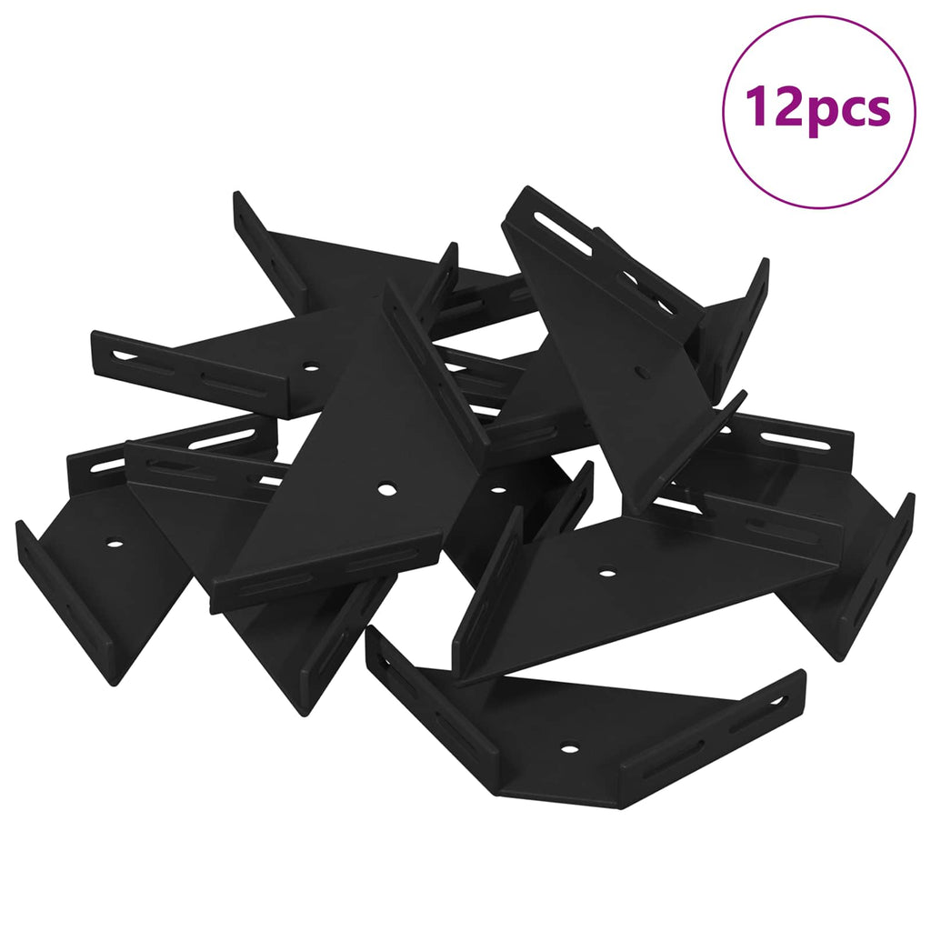 vidaXL Uchwyt narożny 12 pcs Czarny 138,5 x 50,5 x 16 mm Żelazo