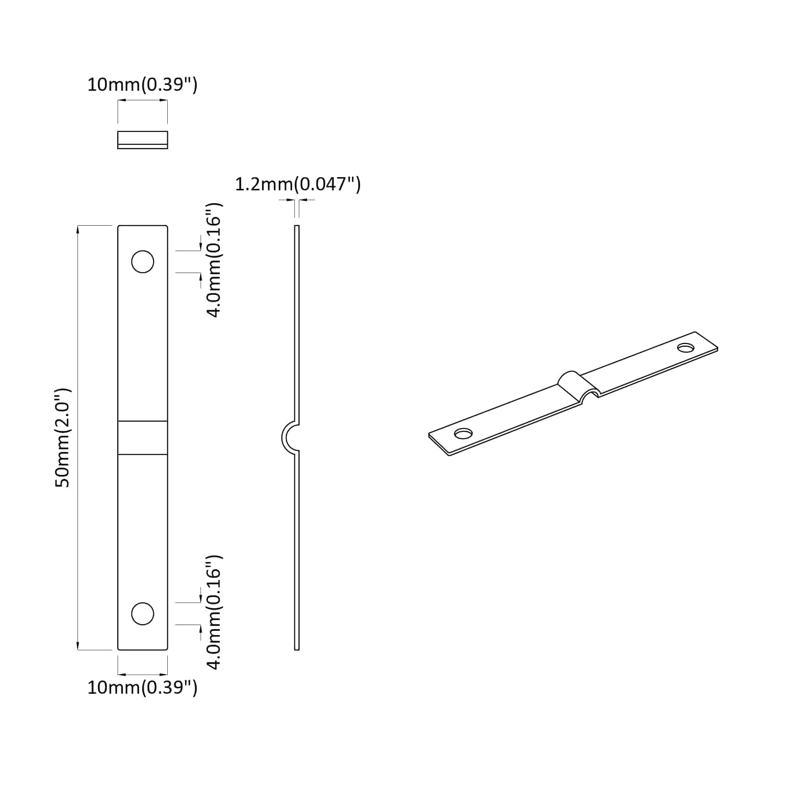vidaXL Płyta uderzeniowa 2 pcs Srebrny 50 x 10 x 1,2 mm Żelazo
