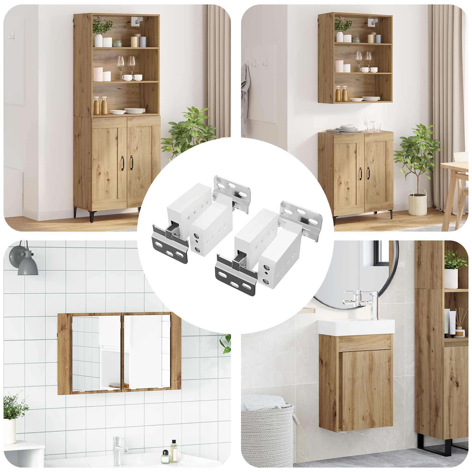 vidaXL Wspornik do zawieszenia szafki 2 pcs Biały 70 x 48 x 19 mm
