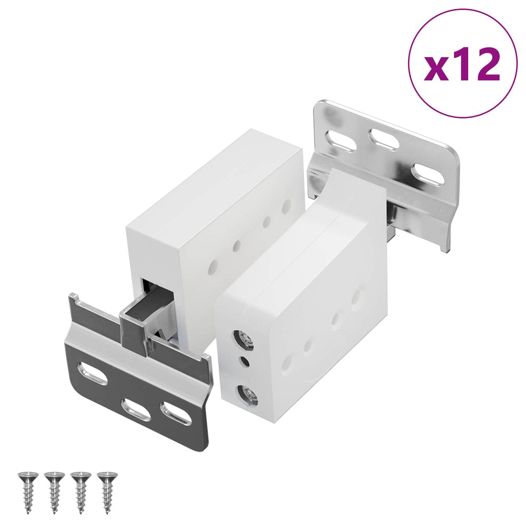 vidaXL Wspornik do zawieszenia szafki 12 pcs Biały 70 x 48 x 19 mm