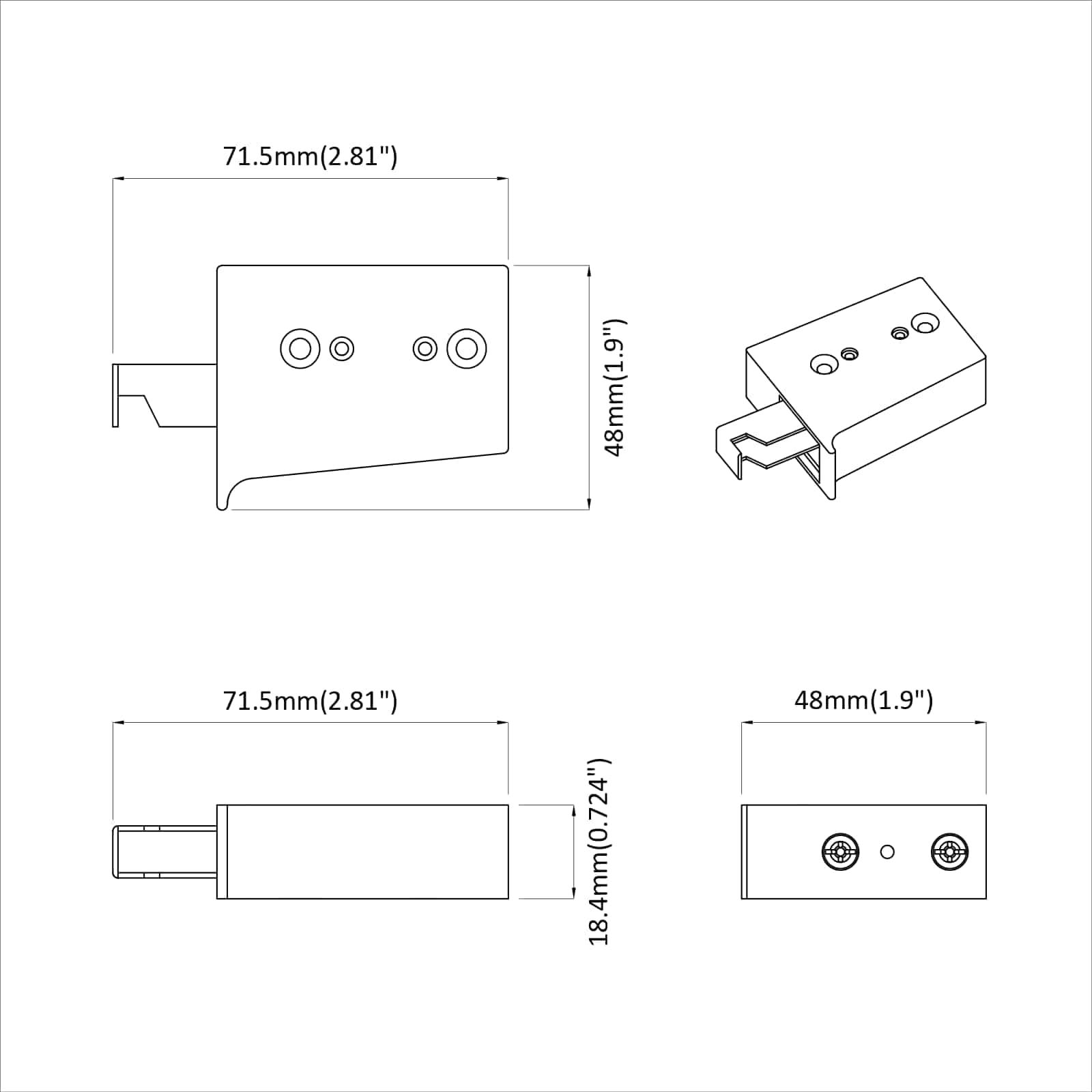 vidaXL Wspornik do zawieszenia szafki 12 pcs Biały 70 x 48 x 19 mm