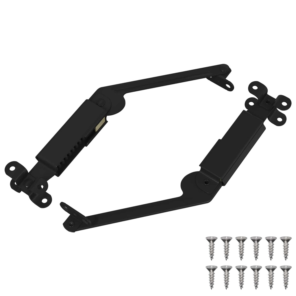 vidaXL Zawias wspierający pokrywę 2 pcs Czarny 192 x 32 x 50 mm Stal
