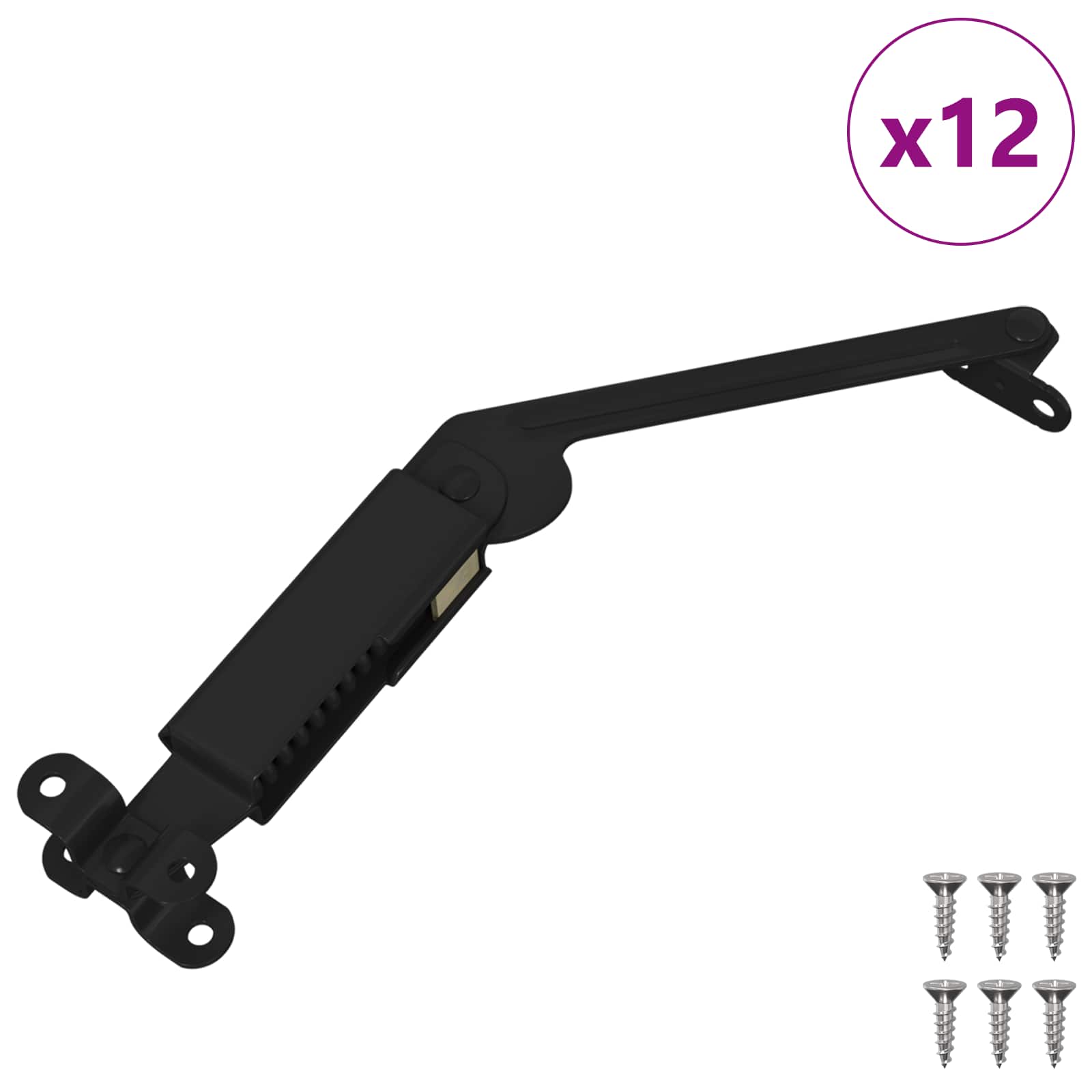 vidaXL Zawias wspierający pokrywę 12 pcs Czarny 192 x 32 x 50 mm Stal