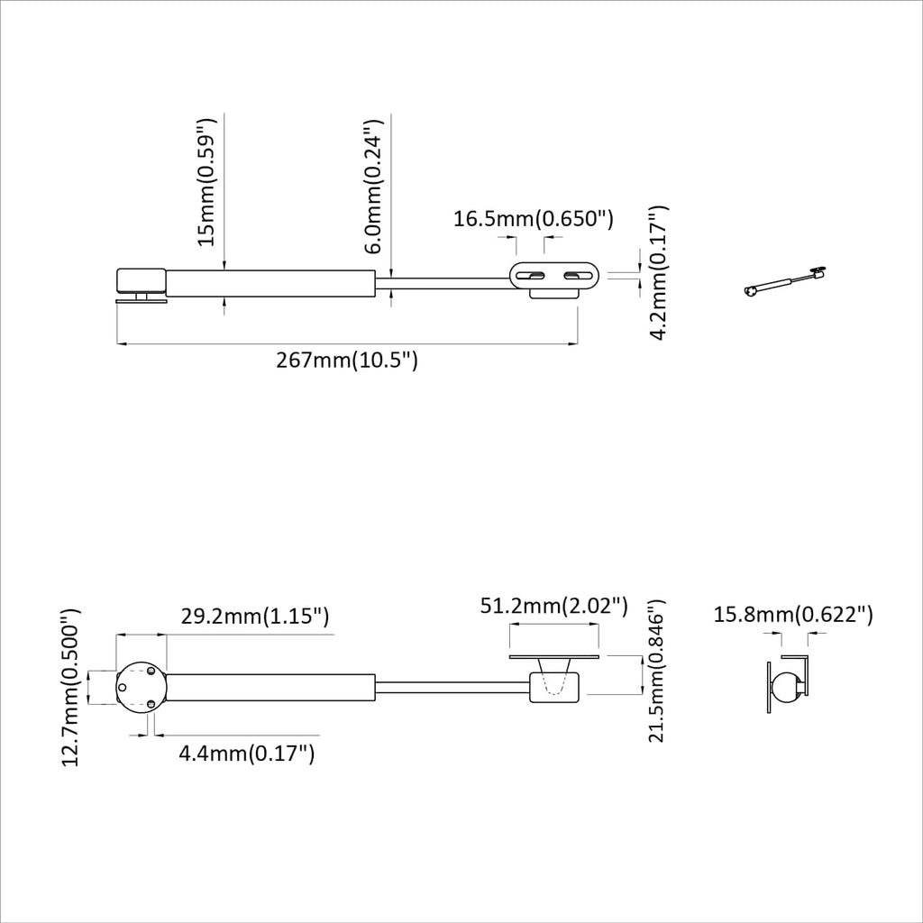vidaXL Hydrauliczna sprężyna gazowa 12 szt. srebrny 280 x 17 x 16 mm