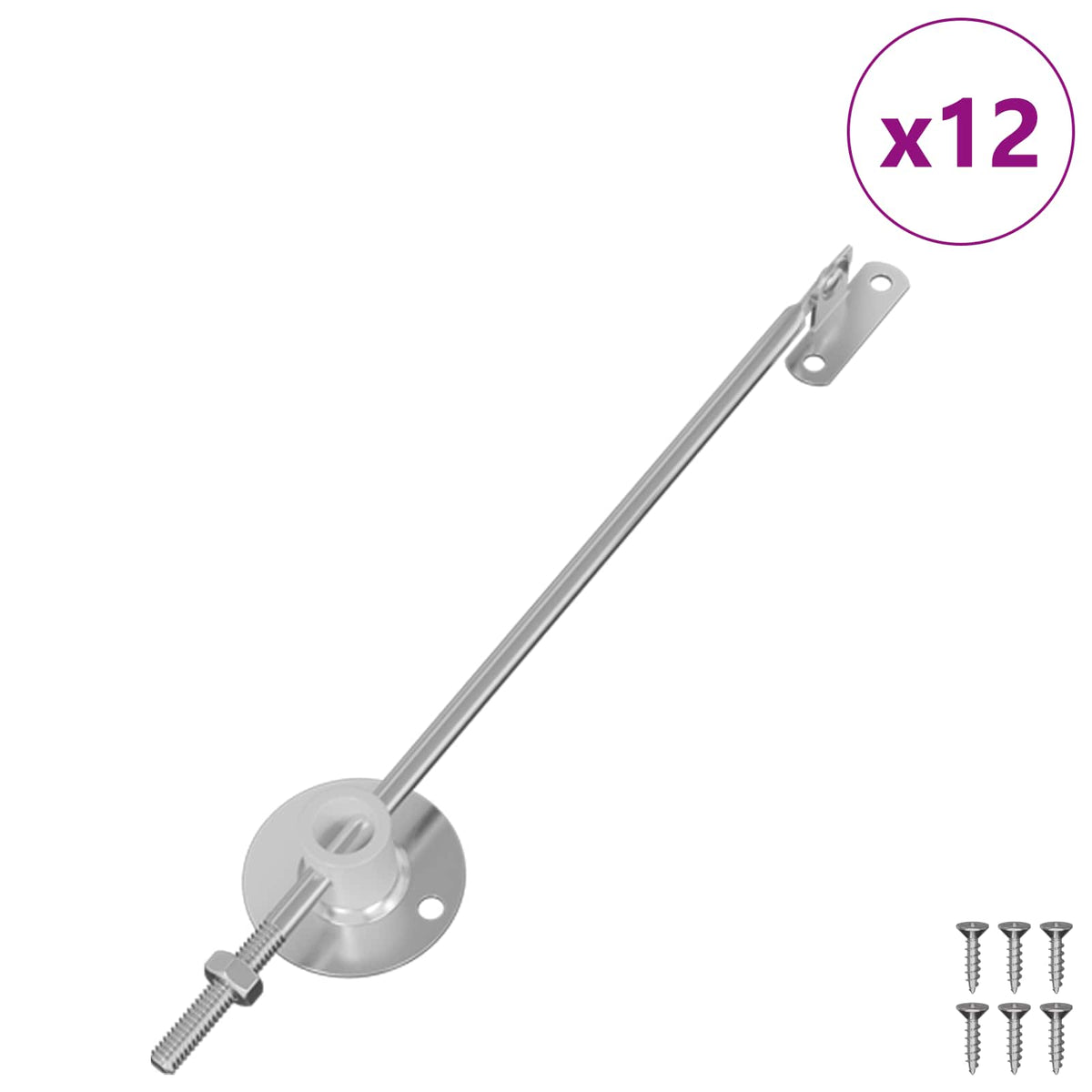 vidaXL Zawias wspierający pokrywę 12 szt. Srebrny 194 x 36 x 18 mm