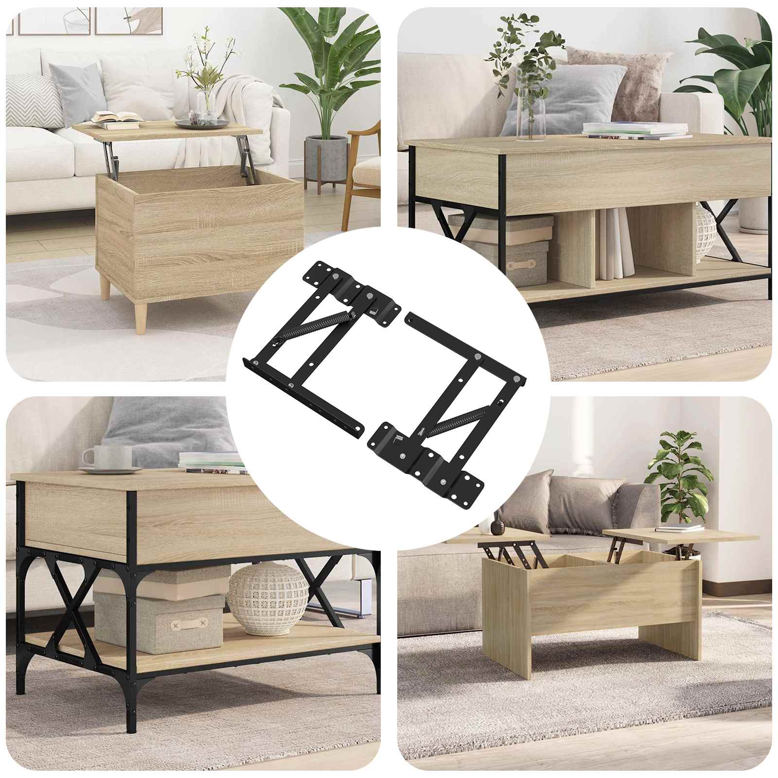 vidaXL Mechanizm podnoszenia łóżka 12 pcs Czarny 340 x 95 x 40 mm