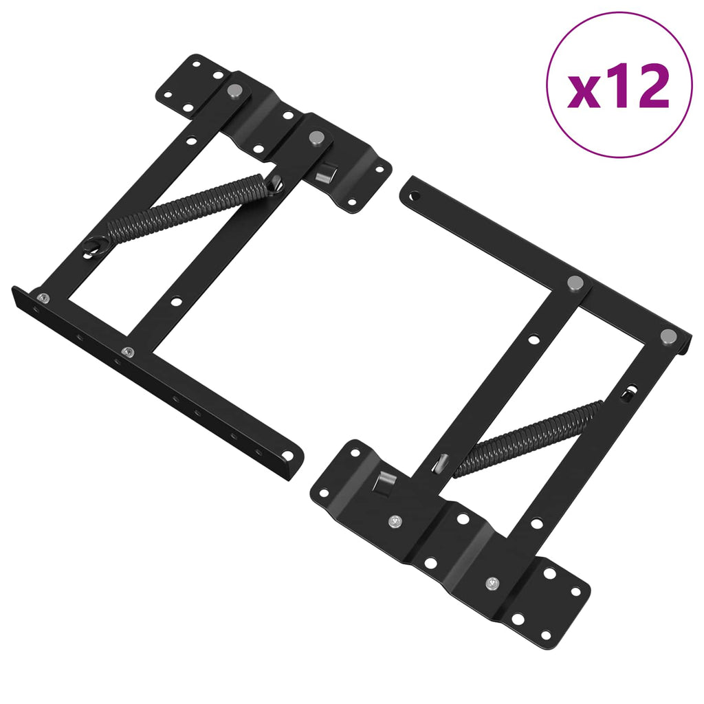 vidaXL Mechanizm podnoszenia łóżka 12 pcs Czarny 340 x 95 x 40 mm
