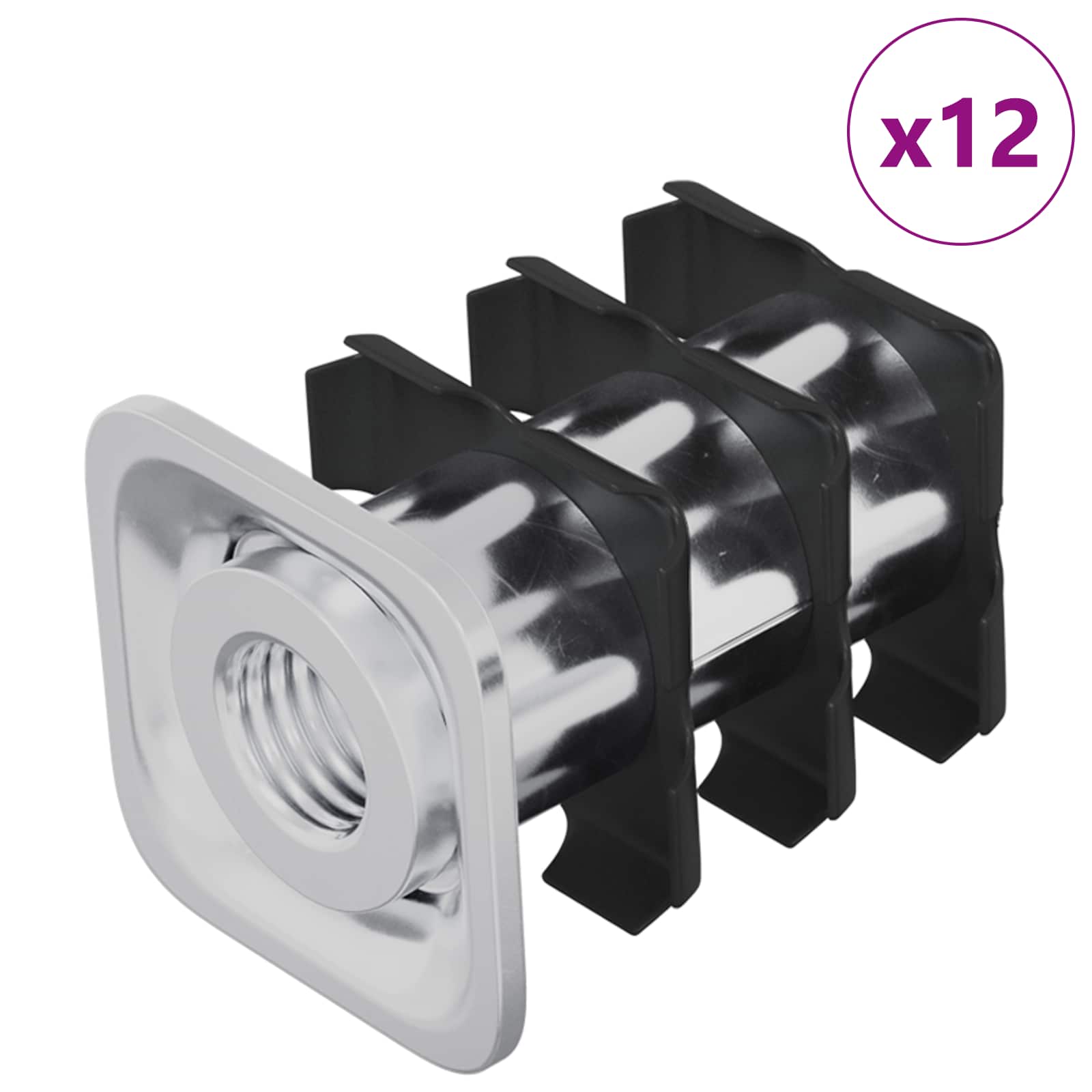 vidaXL Wkład Rurki Gwintowanej 12 pcs Czarny i Srebrny