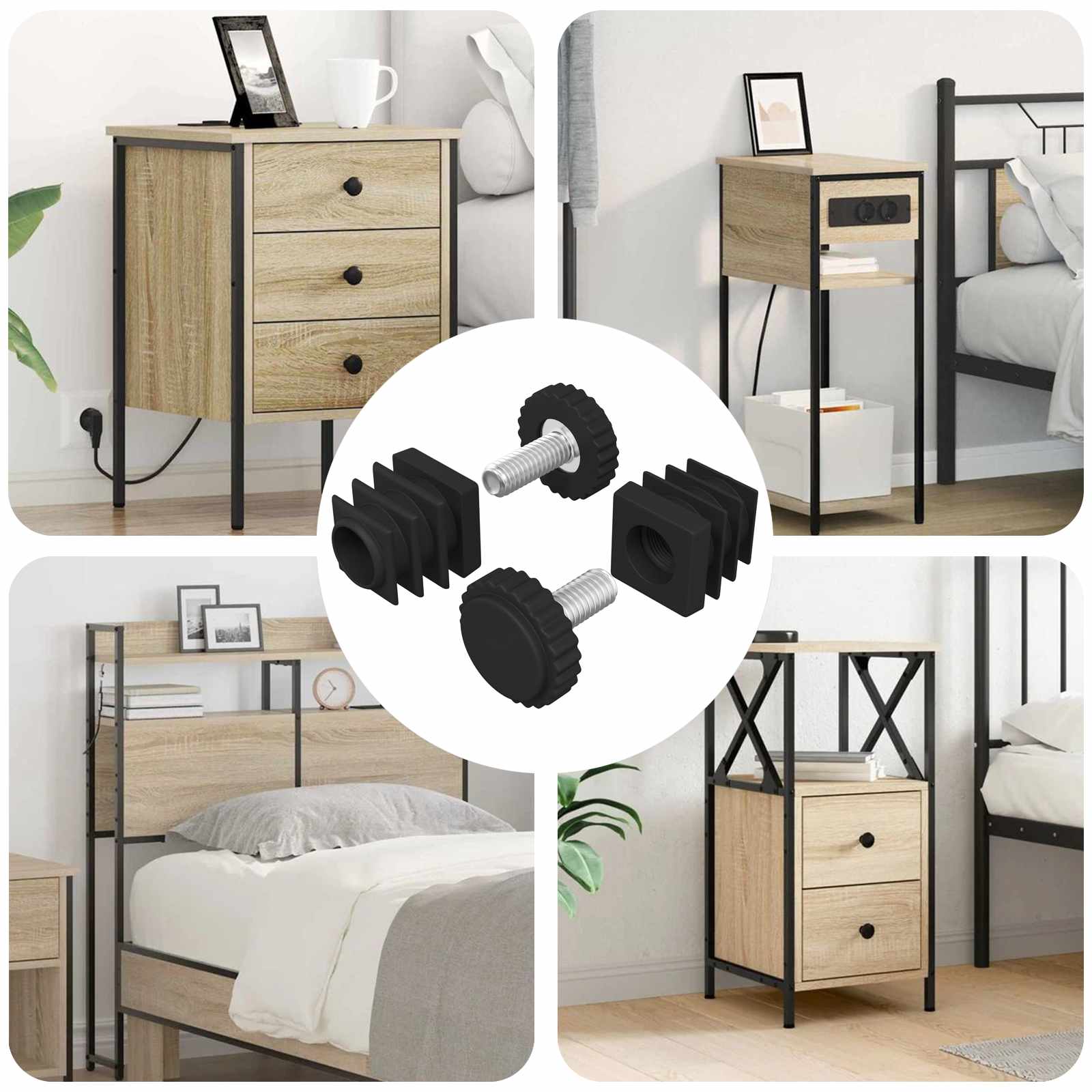 vidaXL Poziomice meblowe Z regulacją 2 pcs Czarny M6 PP