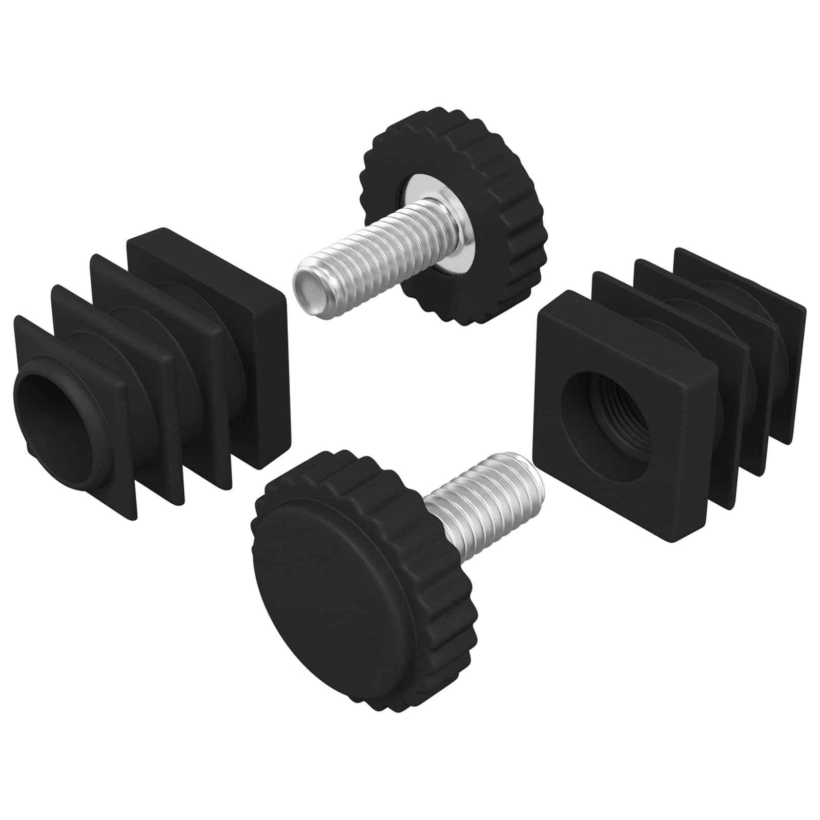 vidaXL Poziomice meblowe Z regulacją 2 pcs Czarny M6 PP