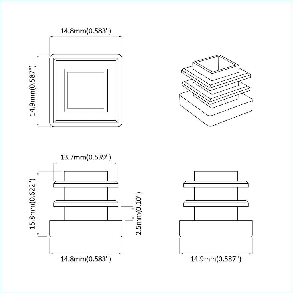 vidaXL Zaślepki Końcowe 10909 pcs Czarny 15 x 15 x 15 mm PP