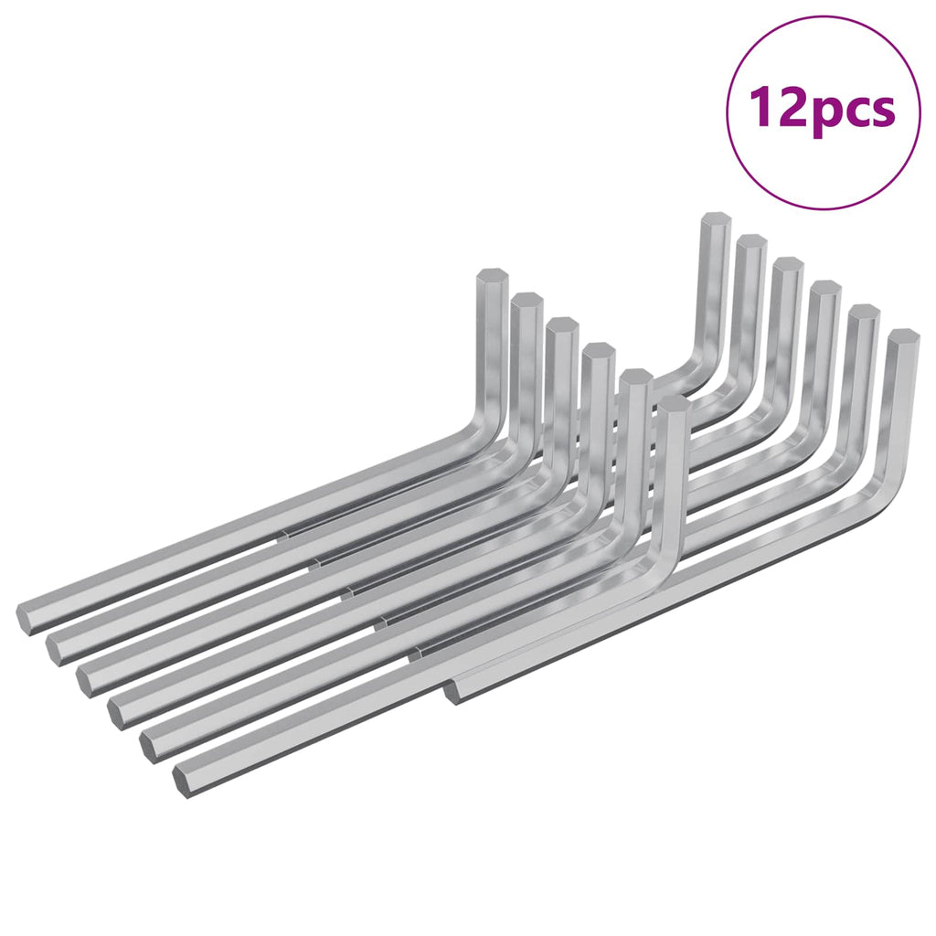 vidaXL Klucz Szesnastokątny 12 pcs Srebrny 20 x 52 mm Stal
