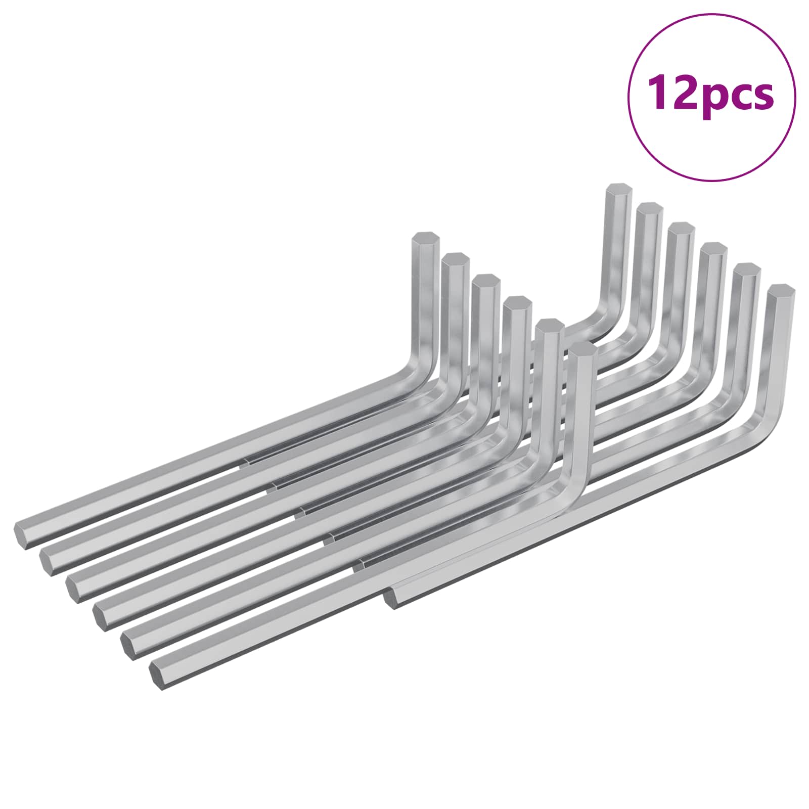 vidaXL Klucz Szesnastokątny 12 pcs Srebrny 20 x 52 mm Stal
