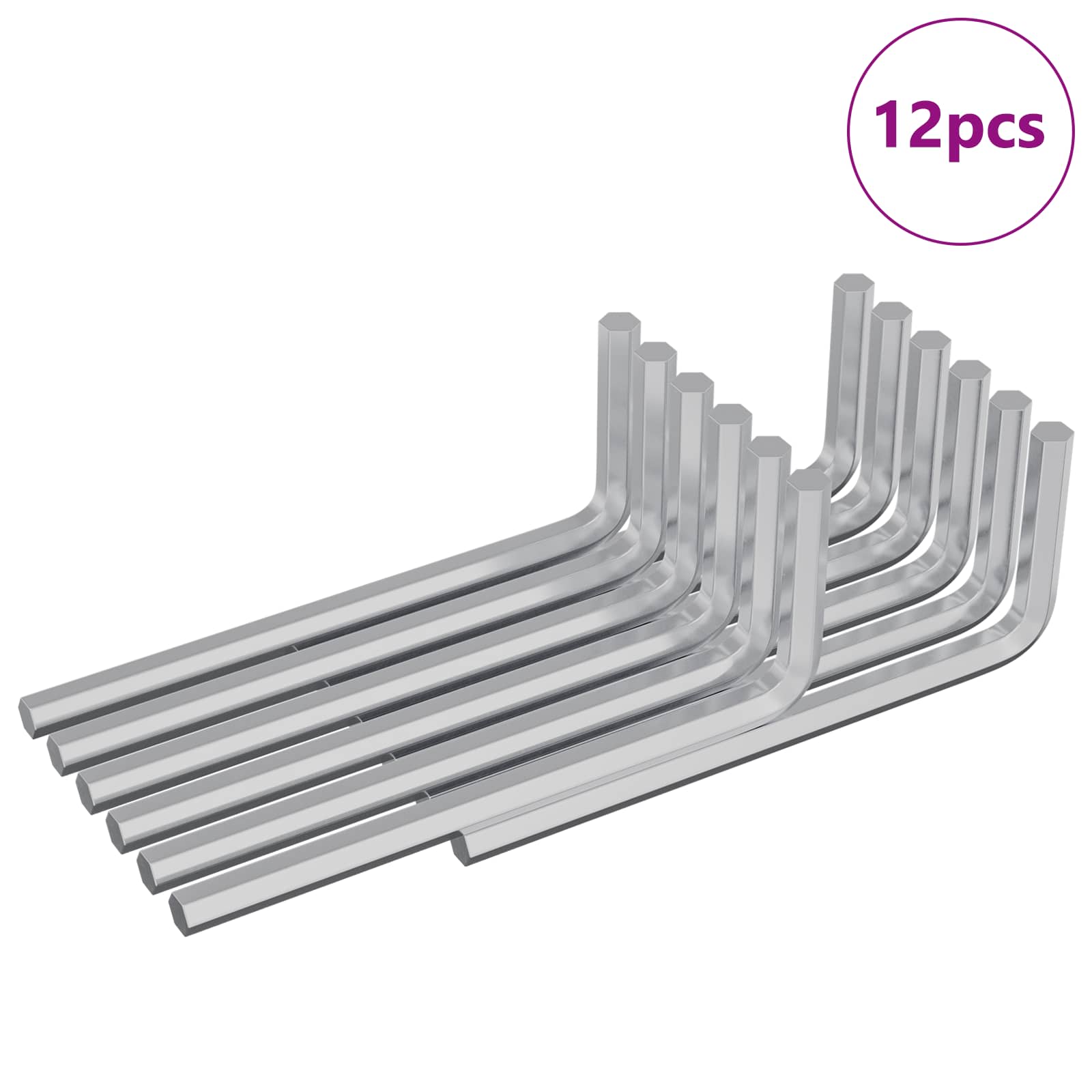 vidaXL Klucz Szesnastokątny 12 pcs Srebrny 22 x 66 mm Stal