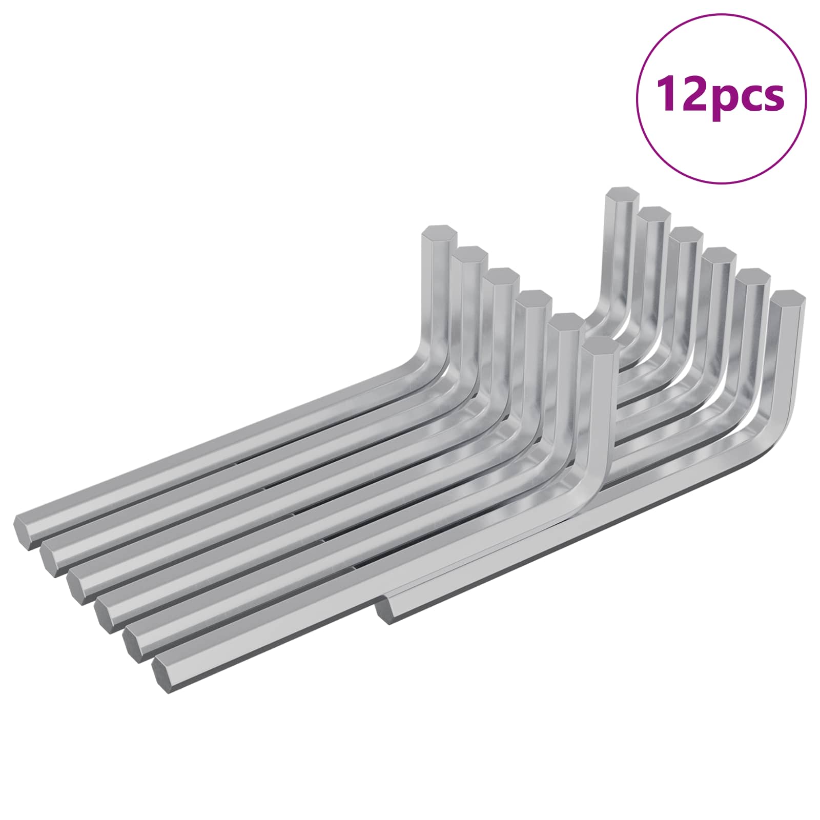 vidaXL Klucz Szesnastokątny 12 pcs Srebrny 32 x 86 mm Stal
