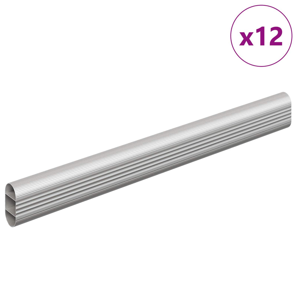 vidaXL Drążek do szafy 12 pcs Srebrny 264 x 15 x 29 mm Stop Aluminium