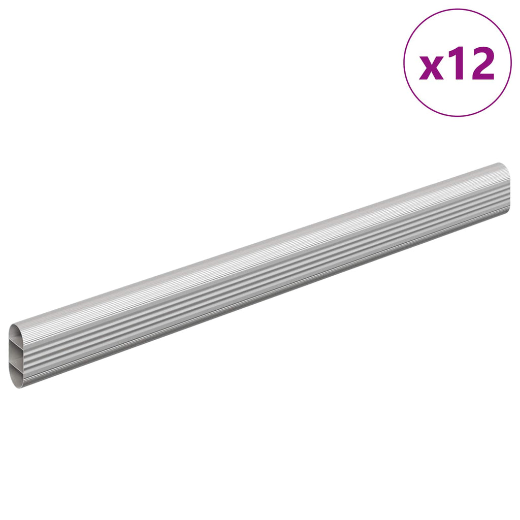 vidaXL Drążek do szafy 12 pcs Srebrny 316 x 15 x 29 mm Stop Aluminium