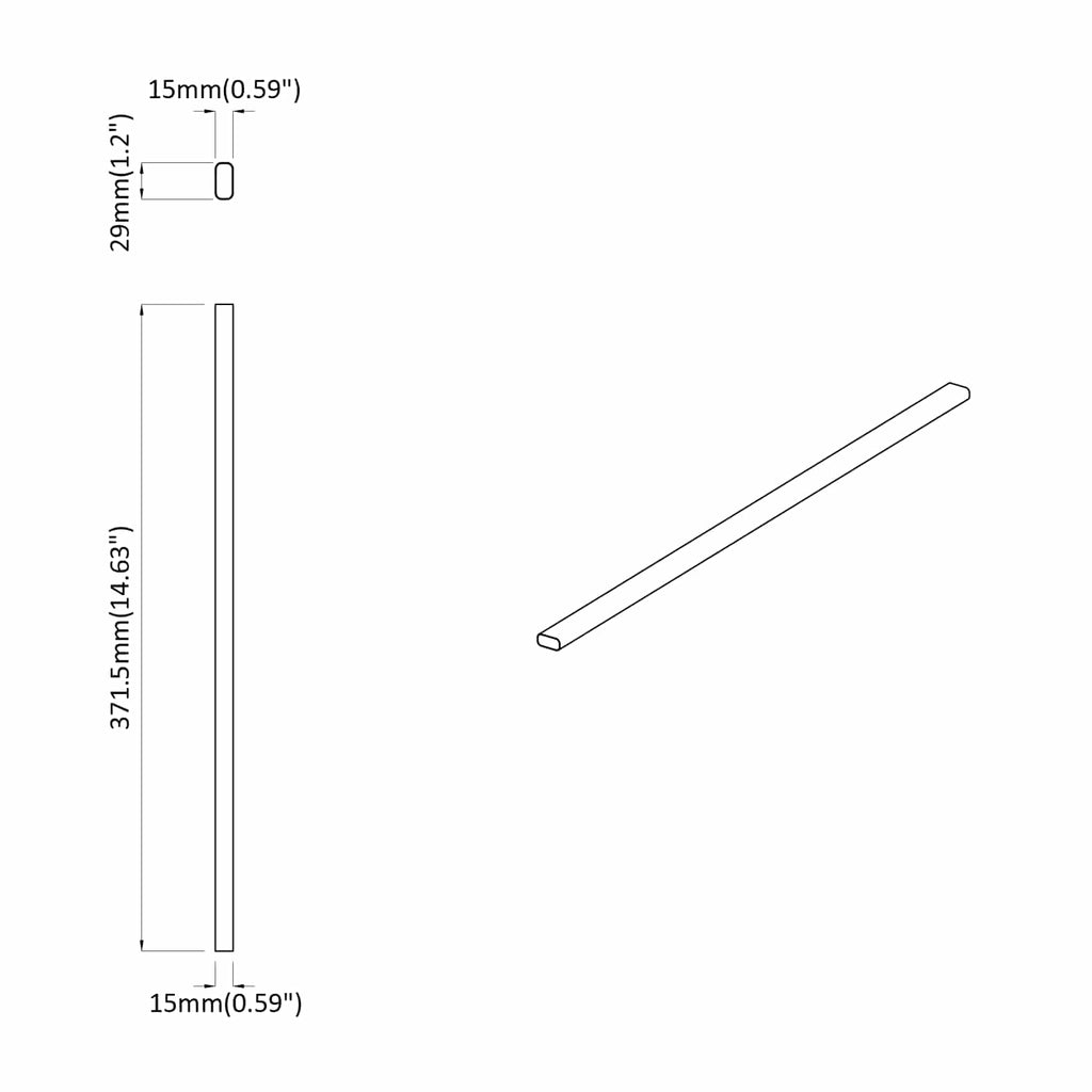 vidaXL Drążek do szafy 2 pcs Srebrny 371,5 x 15 x 29 mm Stop Aluminium