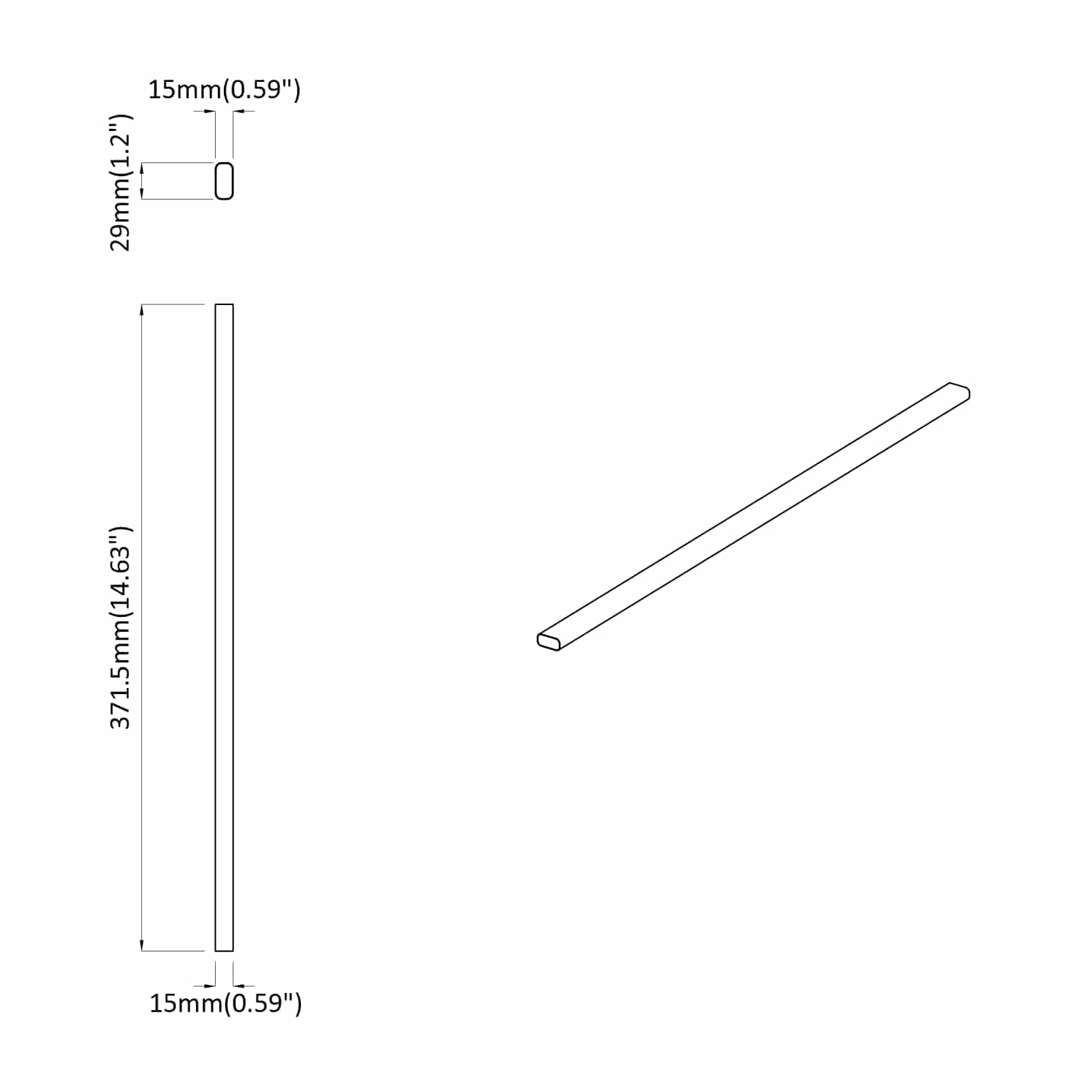 vidaXL Drążek do szafy 2 pcs Srebrny 371,5 x 15 x 29 mm Stop Aluminium