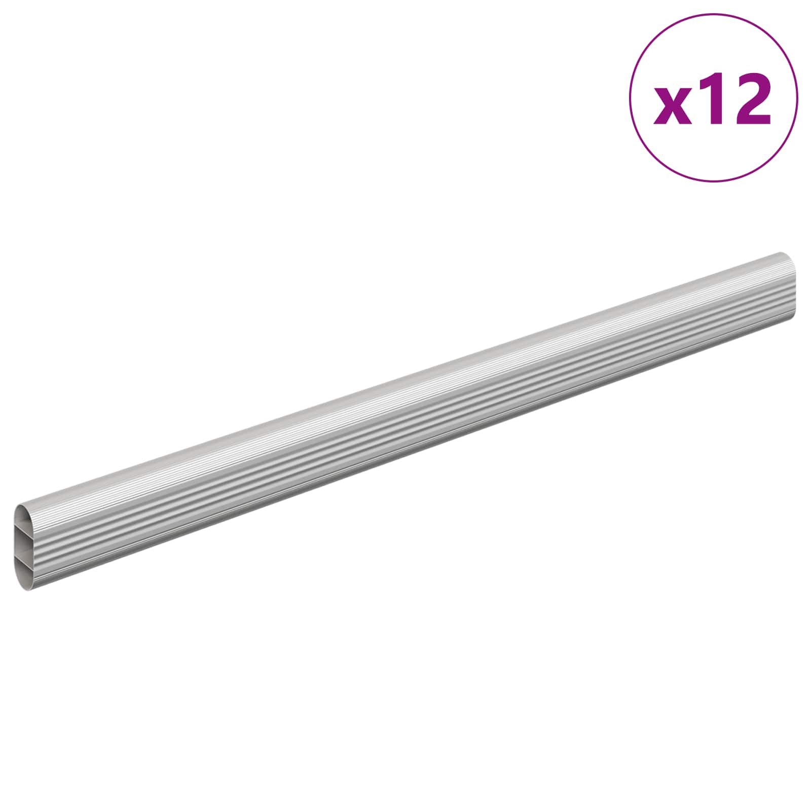 vidaXL Drążek do szafy 12 pcs Srebrny 372 x 15 x 29 mm Stop Aluminium