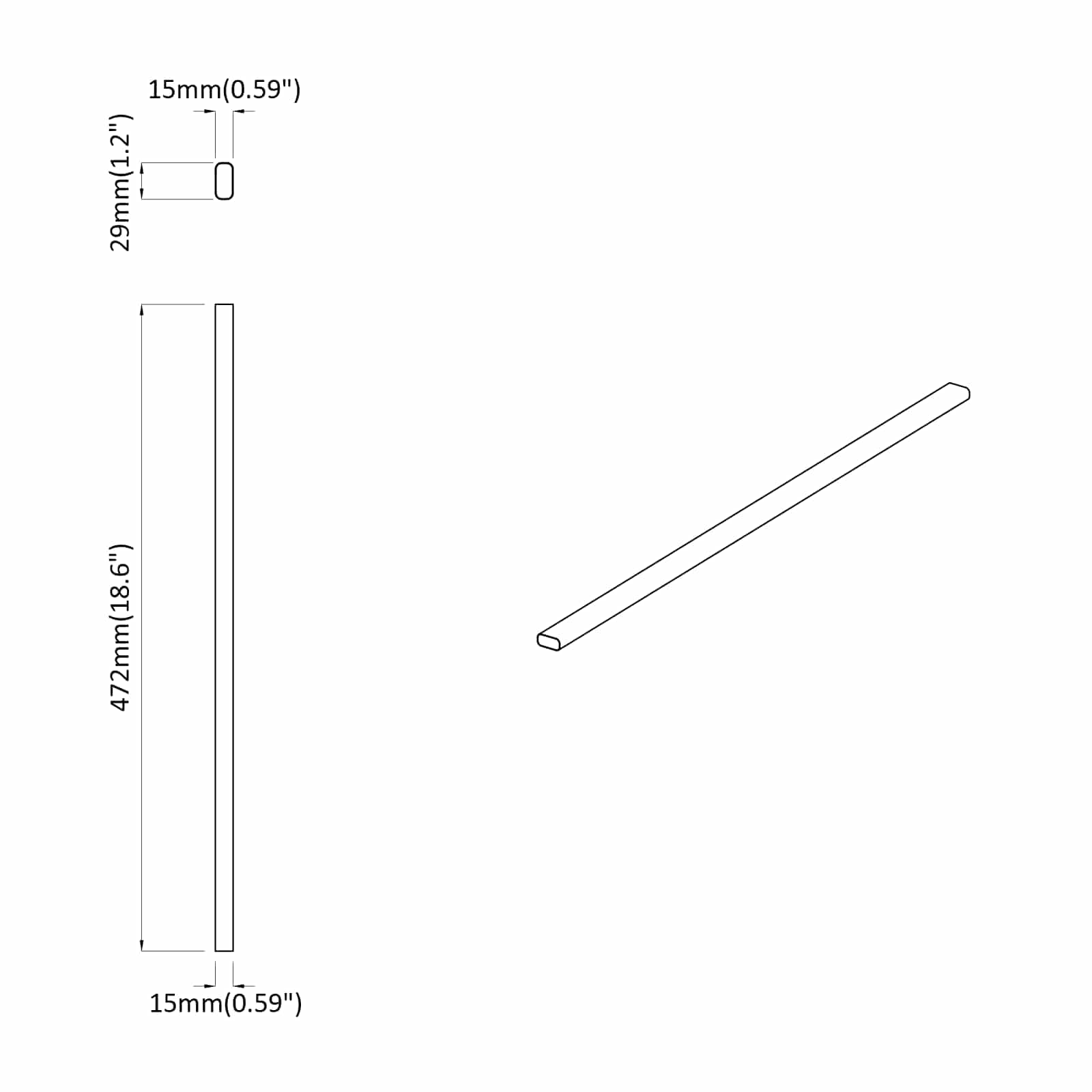 vidaXL Drążek do szafy 2 pcs Srebrny 472 x 15 x 29 mm Stop Aluminium