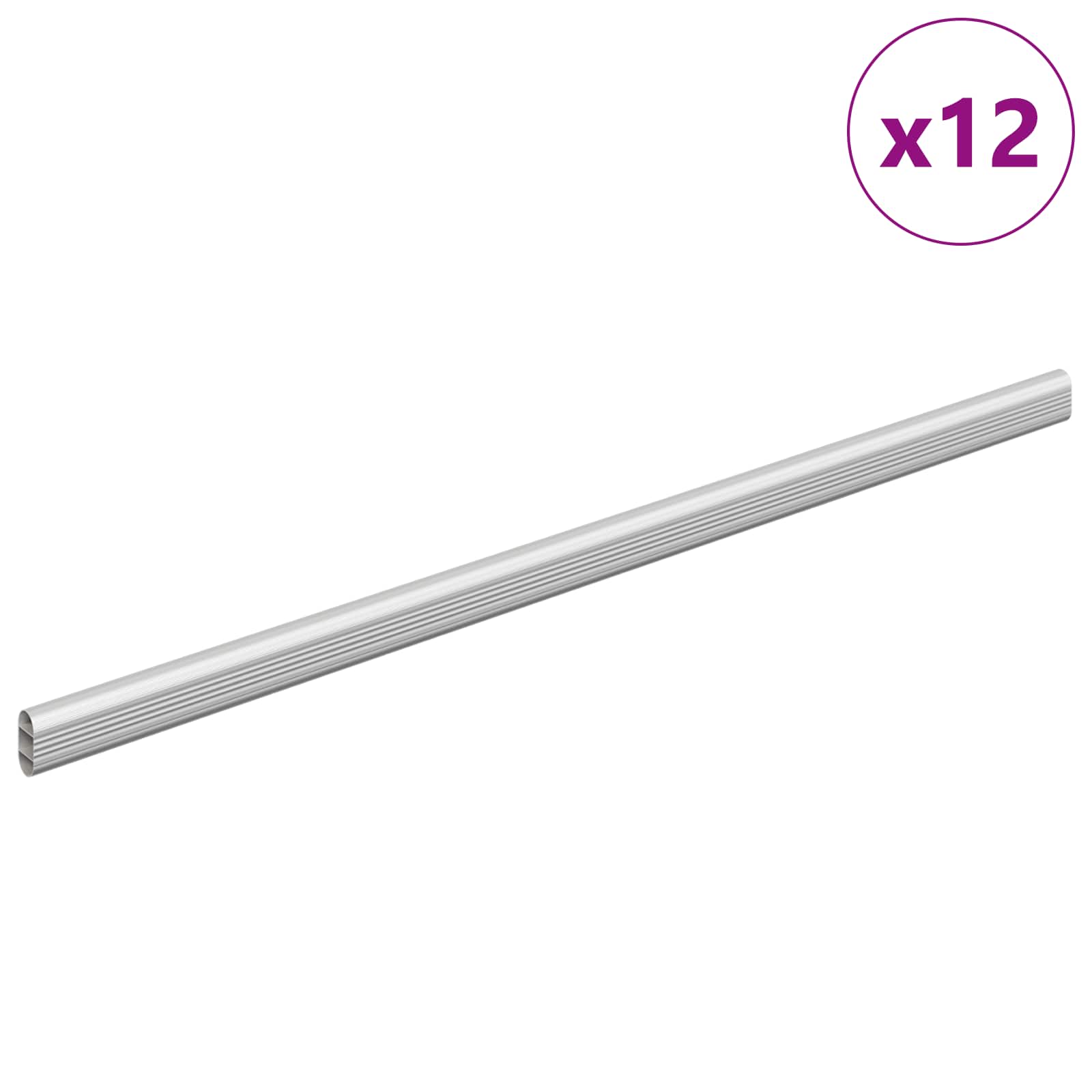 vidaXL Drążek do szafy 12 pcs Srebrny 472 x 15 x 29 mm Stop Aluminium
