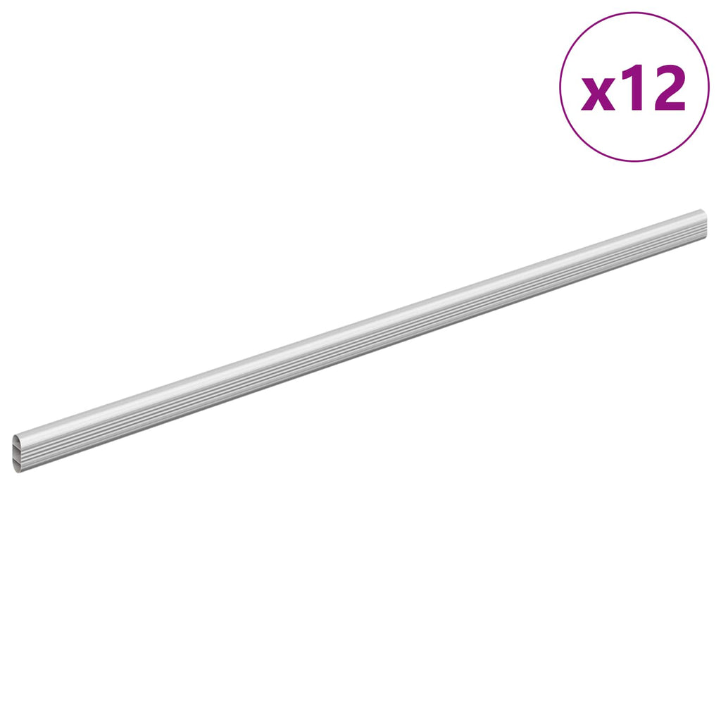 vidaXL Drążek do szafy 12 pcs Srebrny 664 x 15 x 29 mm Stop Aluminium