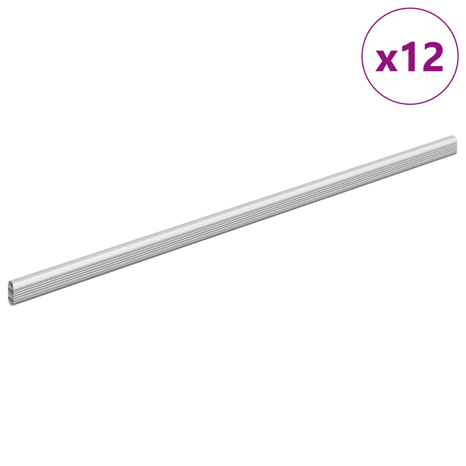 vidaXL Drążek do szafy 12 pcs Srebrny 664 x 15 x 29 mm Stop Aluminium