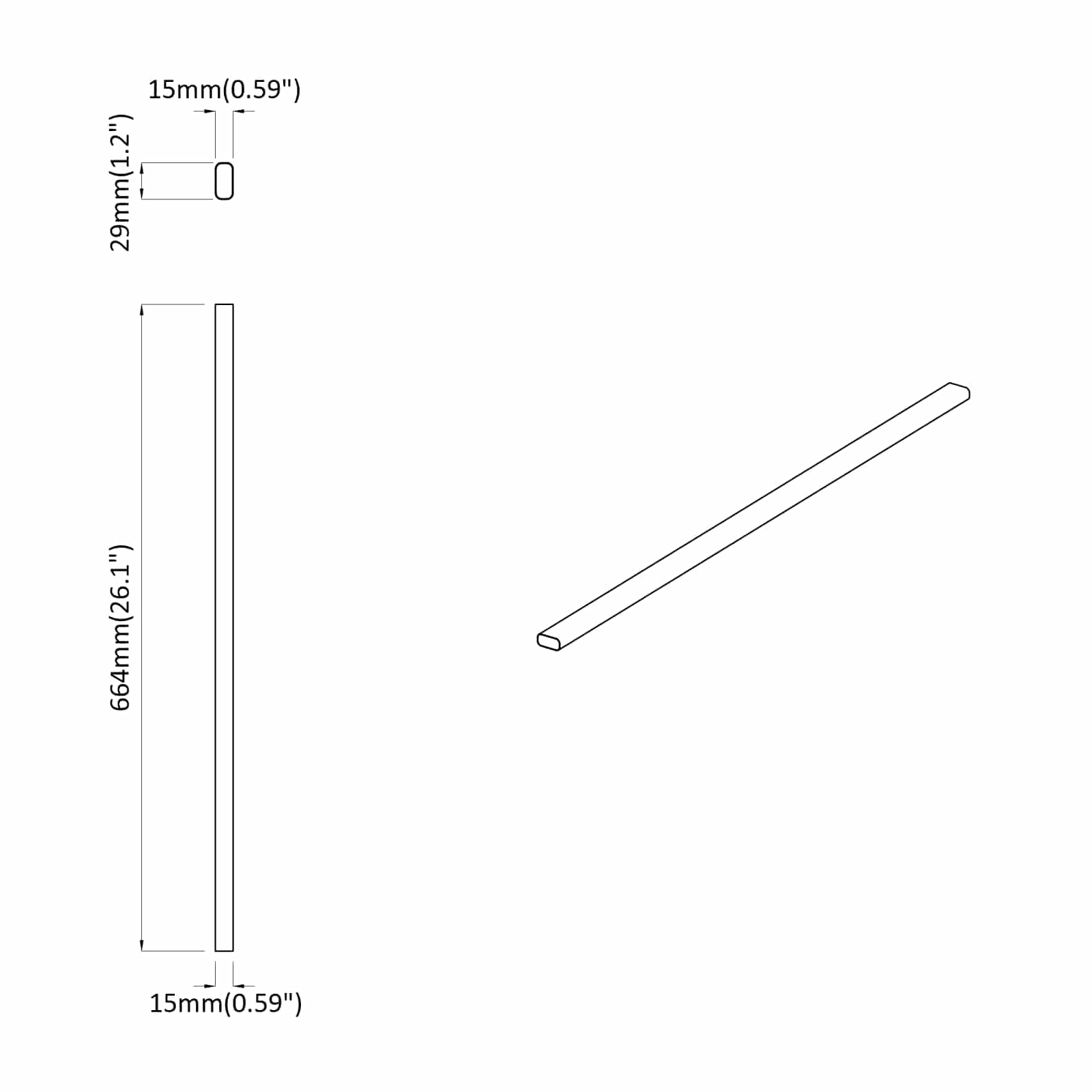 vidaXL Drążek do szafy 12 pcs Srebrny 664 x 15 x 29 mm Stop Aluminium