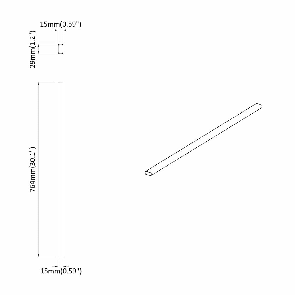 vidaXL Drążek do szafy 2 pcs Srebrny 764 x 15 x 29 mm Stop Aluminium
