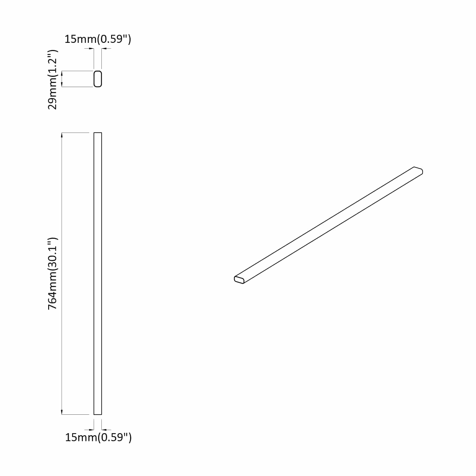 vidaXL Drążek do szafy 2 pcs Srebrny 764 x 15 x 29 mm Stop Aluminium