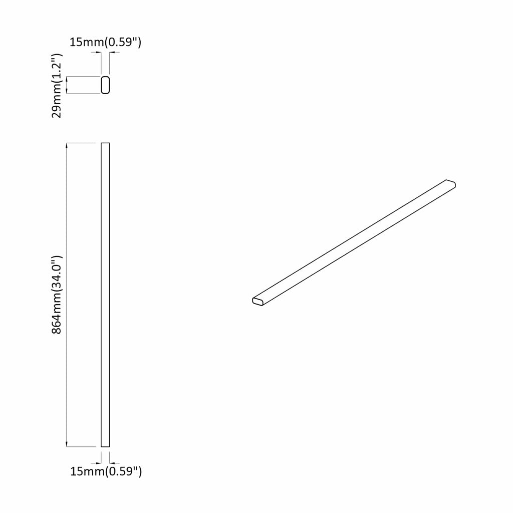 vidaXL Drążek do szafy 2 pcs Srebrny 864 x 15 x 29 mm Stop Aluminium