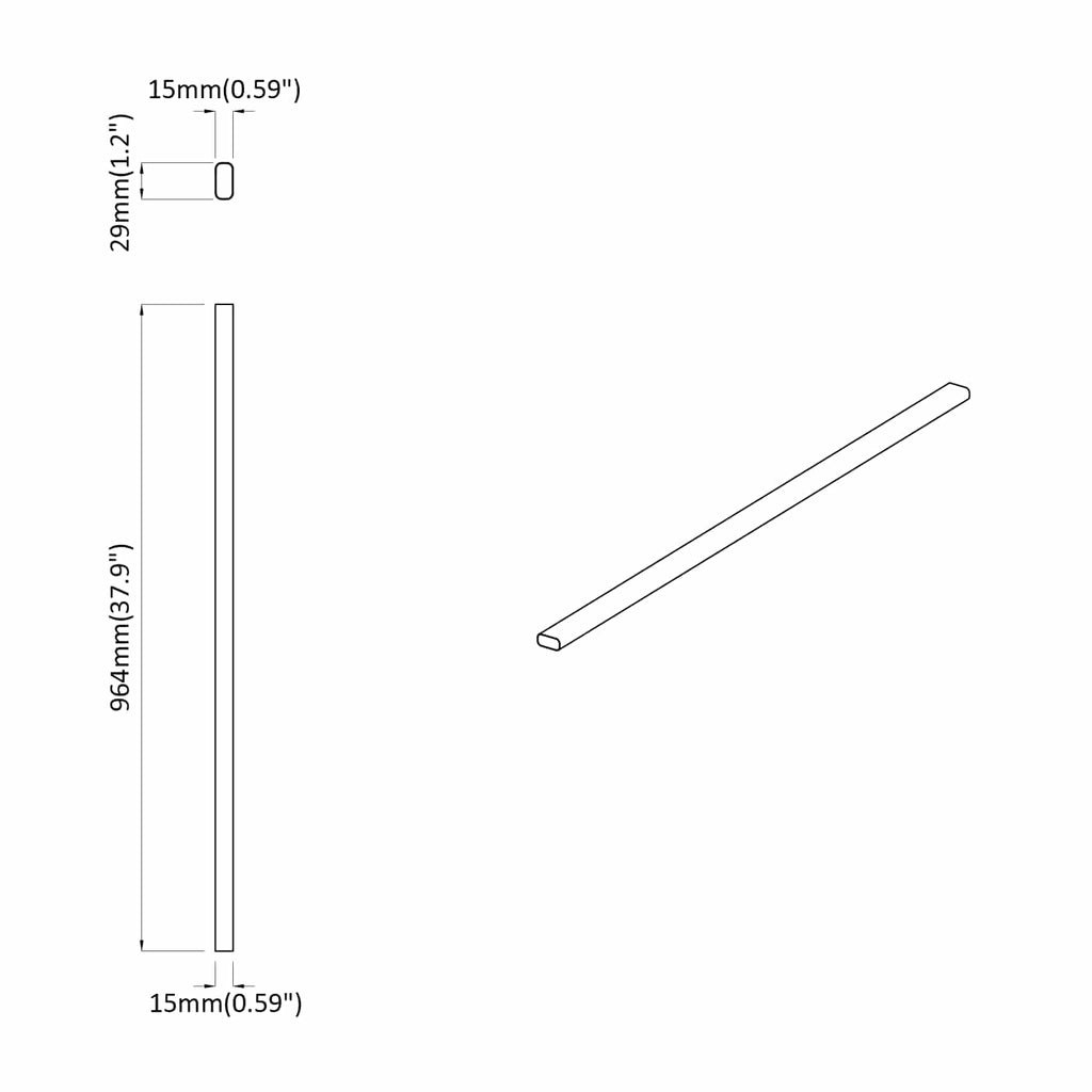 vidaXL Drążek do szafy 12 pcs Srebrny 964 x 15 x 29 mm Stop Aluminium