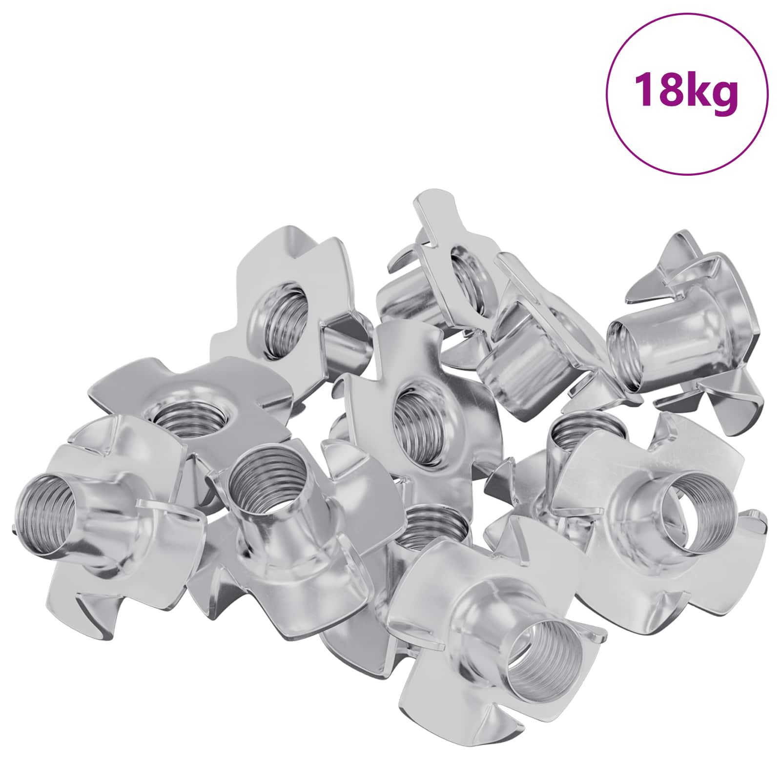 vidaXL Nakrętka T-z z ząbkami 7200 pcs Srebrny M6 mm Stal