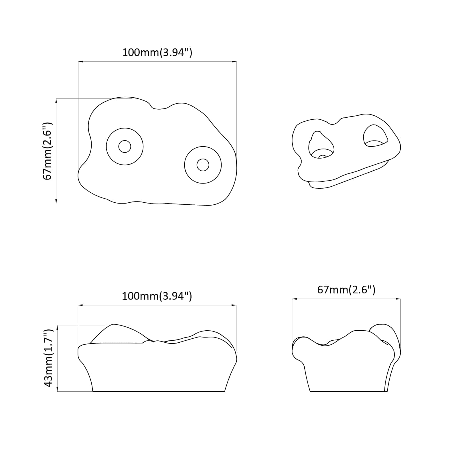 vidaXL Chwyt do wspinaczki 2 pcs Czerwony 100 x 67 x 43 mm PP