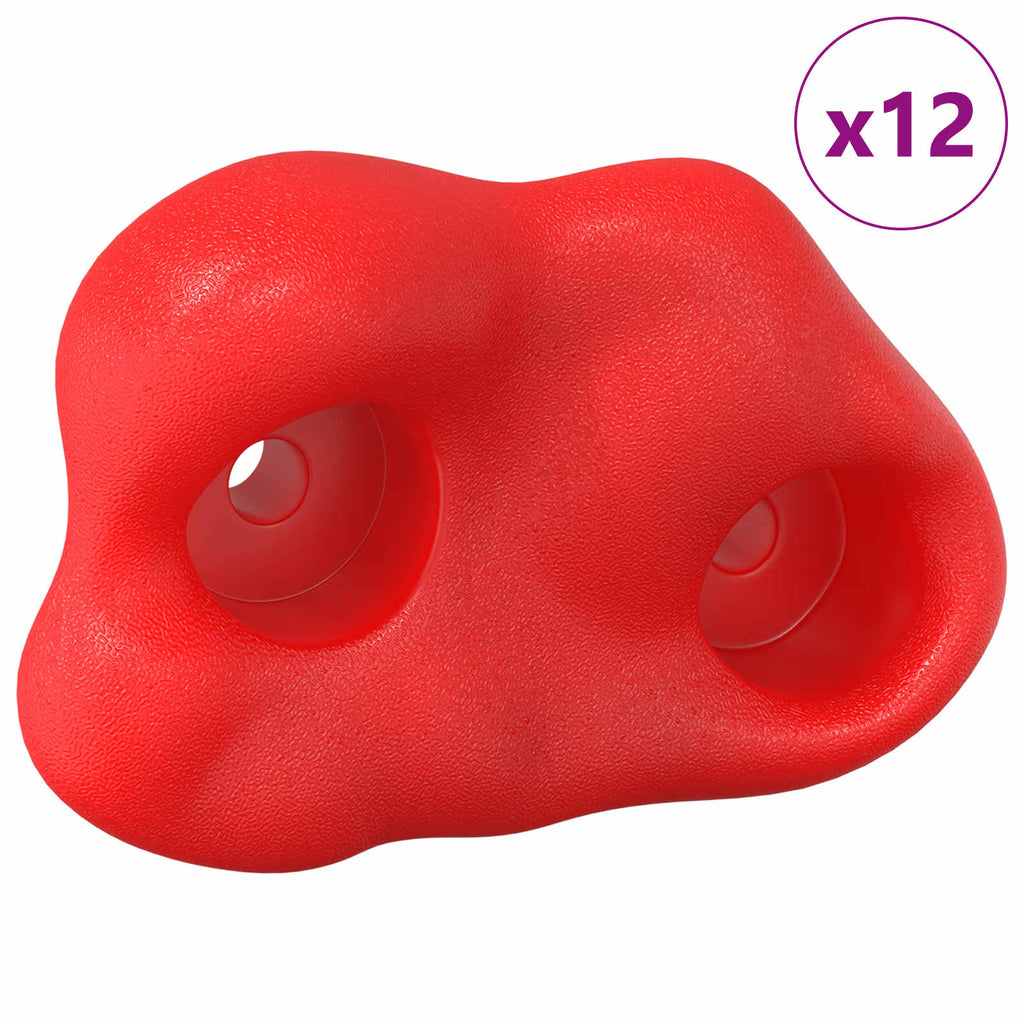 vidaXL Chwyt do wspinaczki 12 pcs Czerwony 100 x 67 x 43 mm PP
