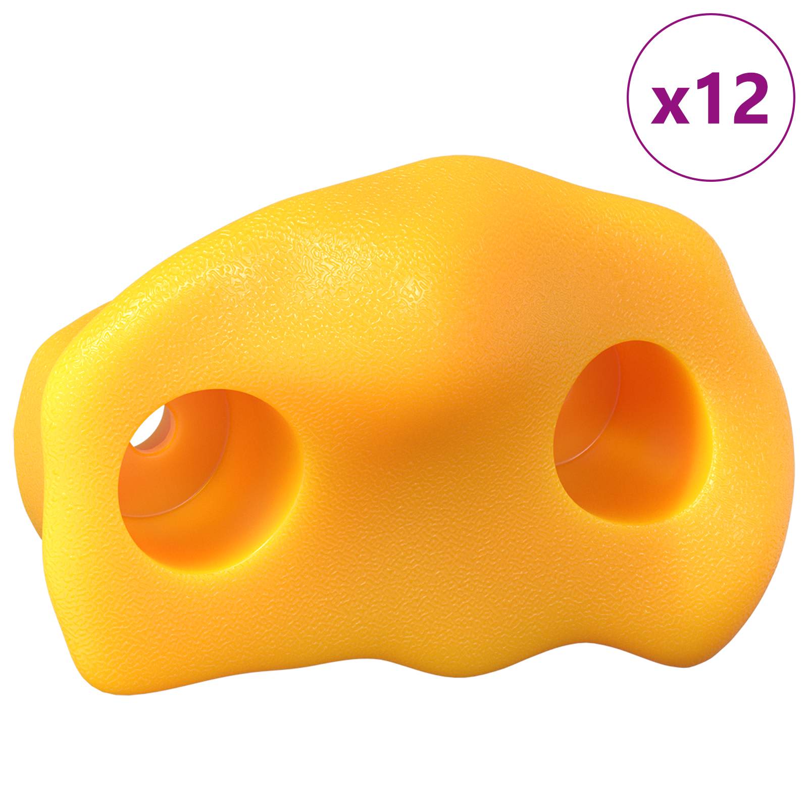 vidaXL Chwyt do wspinaczki 12 pcs Żółty 100 x 67 x 43 mm PP