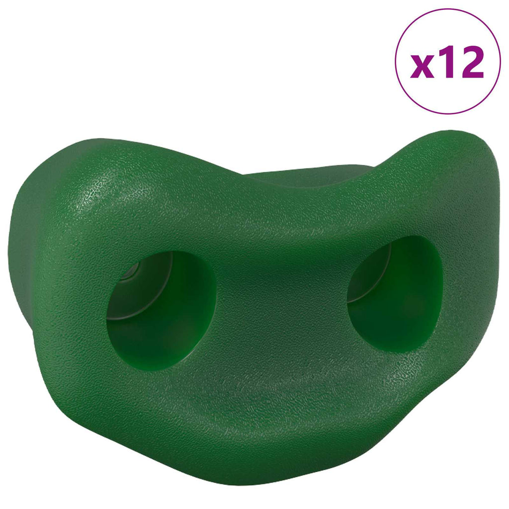 vidaXL Chwyt do wspinaczki 12 pcs Zielony 100 x 67 x 43 mm PP
