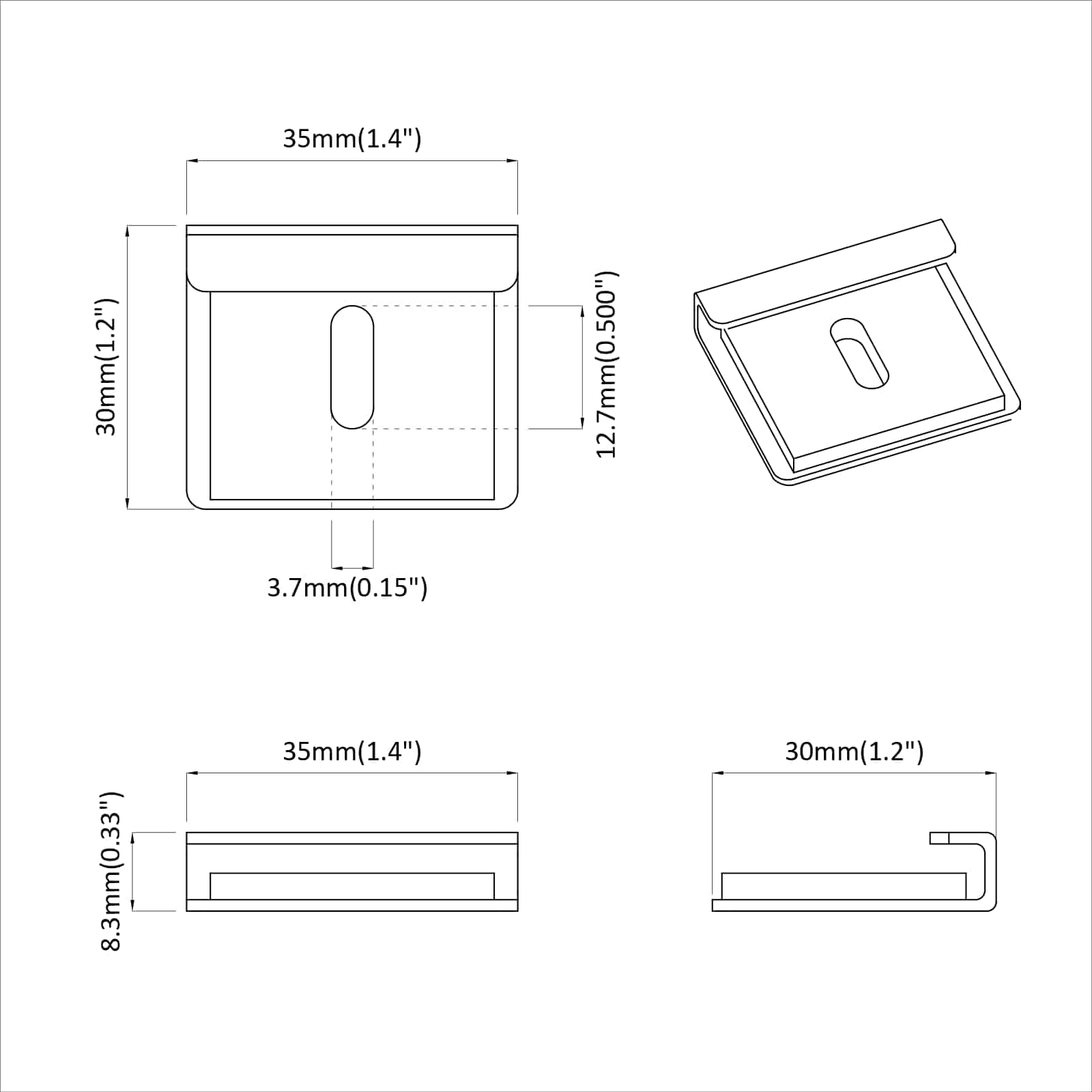 vidaXL Uchwyt do lustra 340 pcs Nikiel 35 x 30 x 8,3 mm Stal