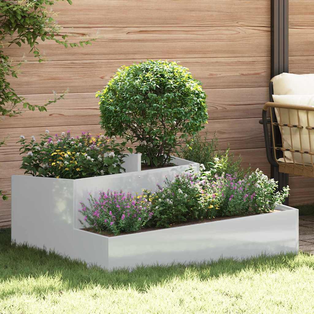 vidaXL Doniczka ogrodowa Srebrny 100 x 100 x 50 cm Stal Galwanizowana