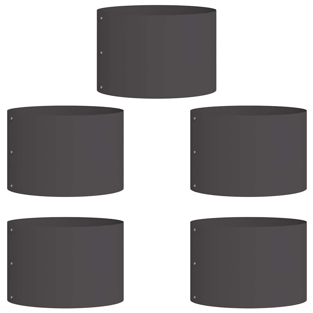 vidaXL Pierścień doniczki 5 pcs Czarny 30 x 30 x 20 cm Stal zimnogięta