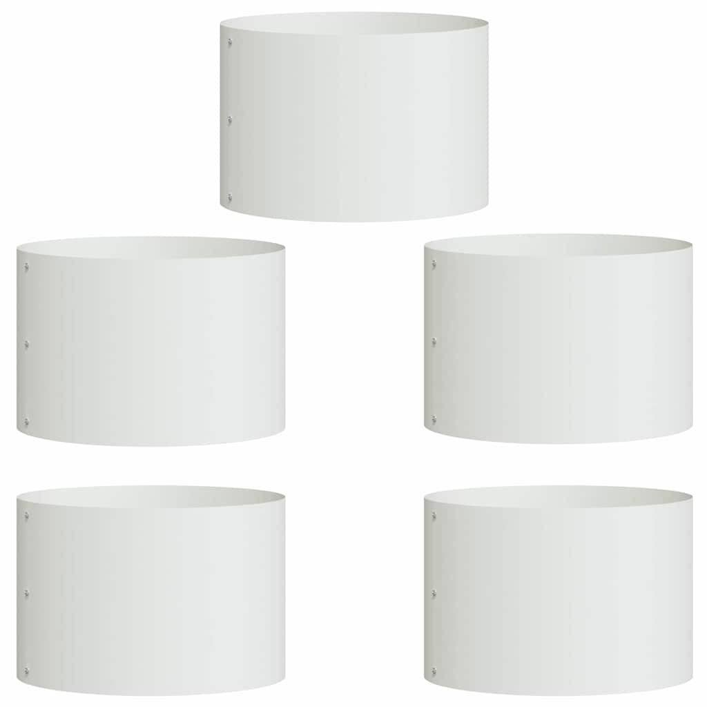 vidaXL Pierścień doniczki 5 pcs Biały 30 x 30 x 20 cm Stal zimnogięta