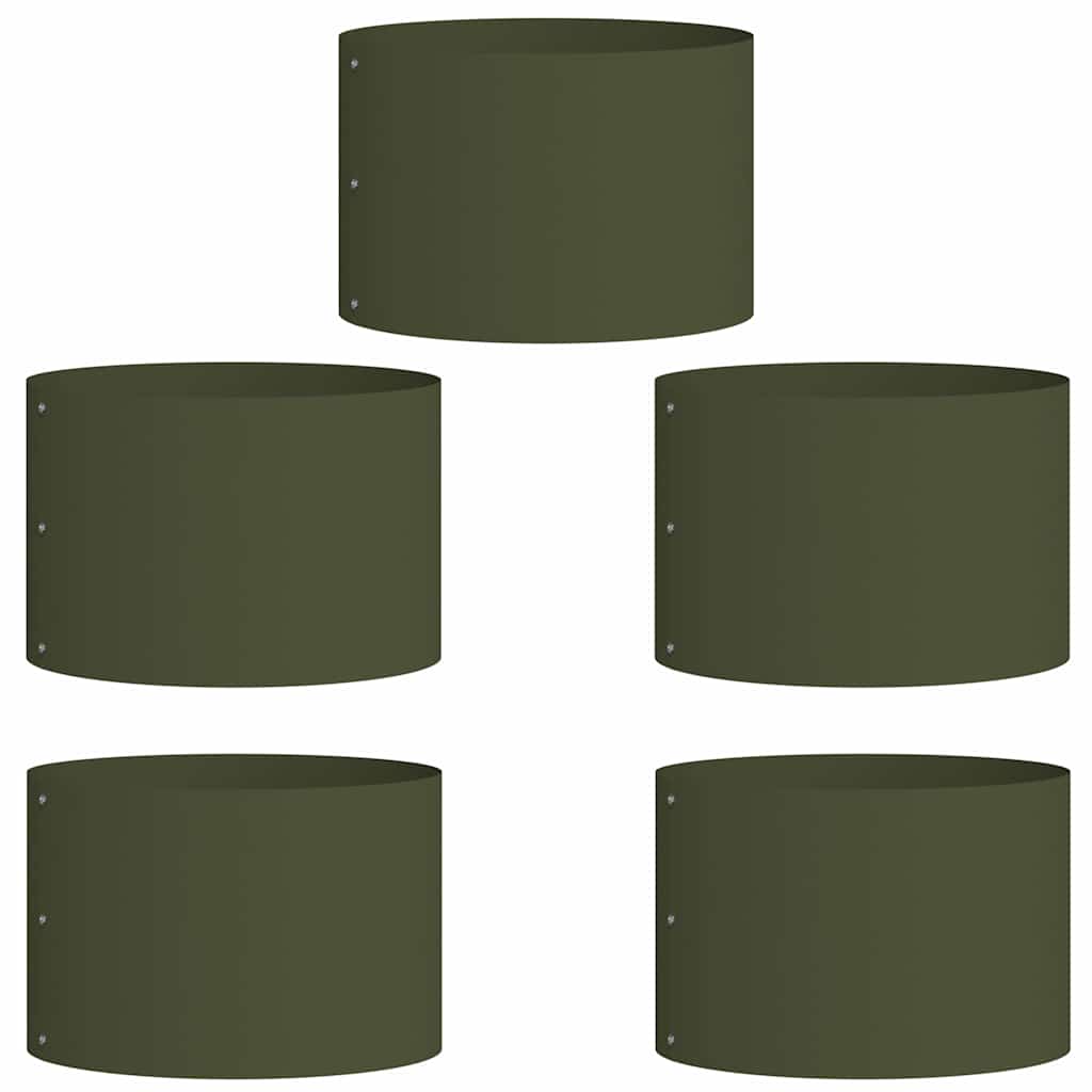 vidaXL Pierścień doniczki 5 pcs Zielony oliwkowy 30 x 30 x 20 cm