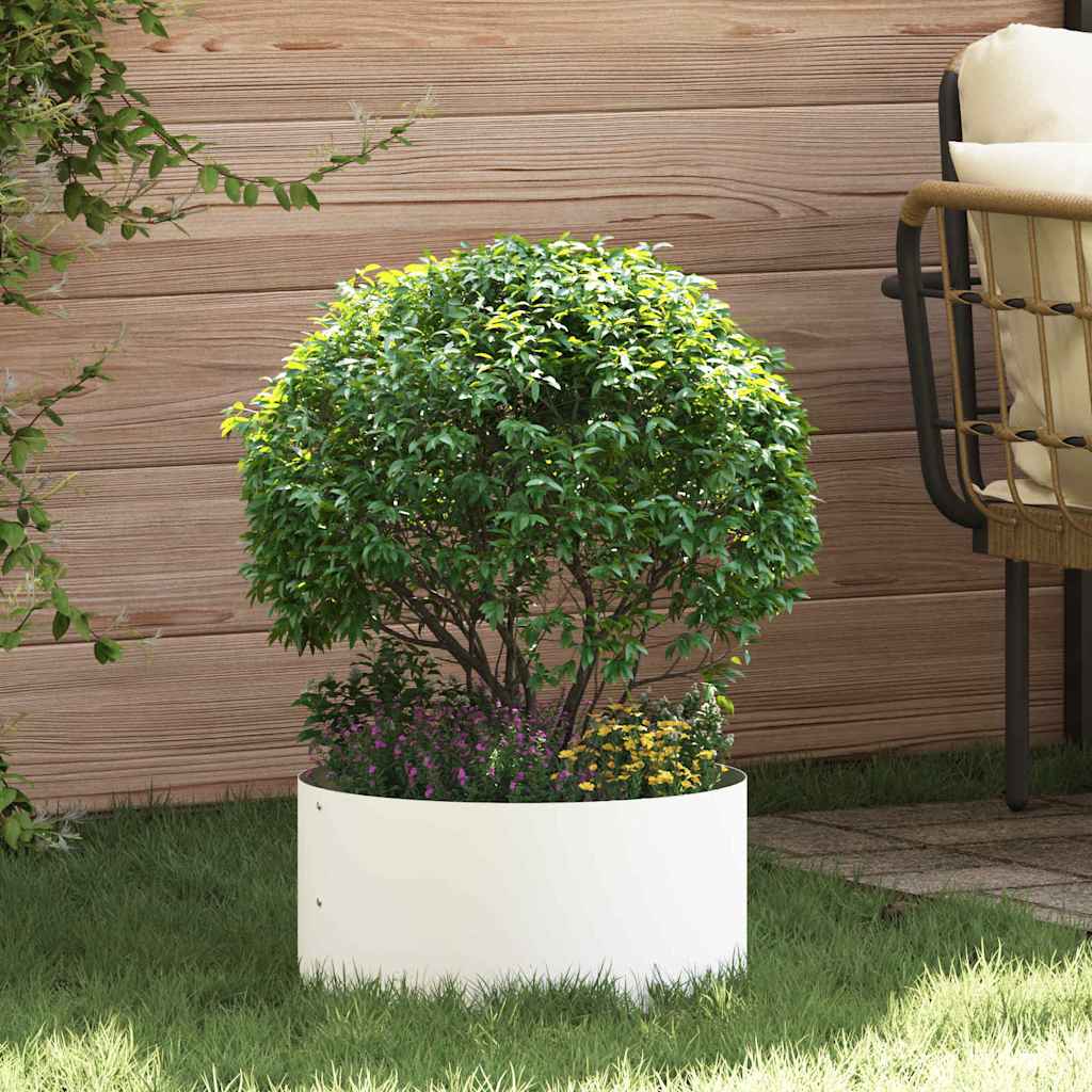 vidaXL Pierścień doniczki Biały 40 x 40 x 20 cm Stal zimnogięta