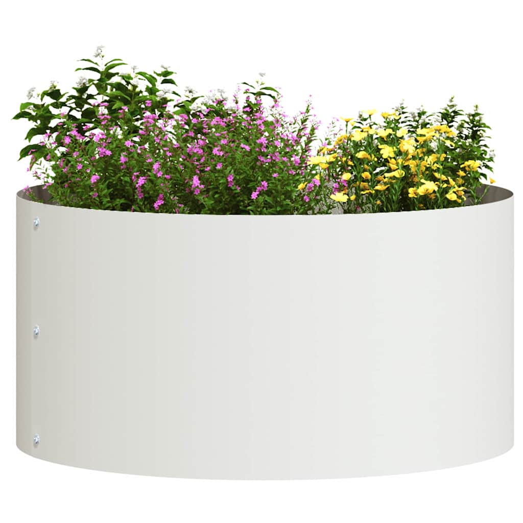 vidaXL Pierścień doniczki Biały 40 x 40 x 20 cm Stal zimnogięta