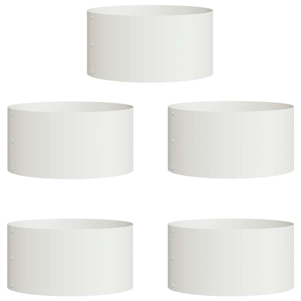 vidaXL Pierścień doniczki 5 pcs Biały 40 x 40 x 20 cm Stal zimnogięta
